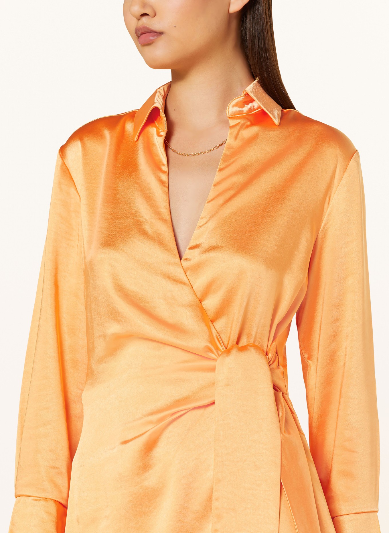 COLOURFUL REBEL Wrap dress METTE made of satin, Color: ORANGE (Image 4)