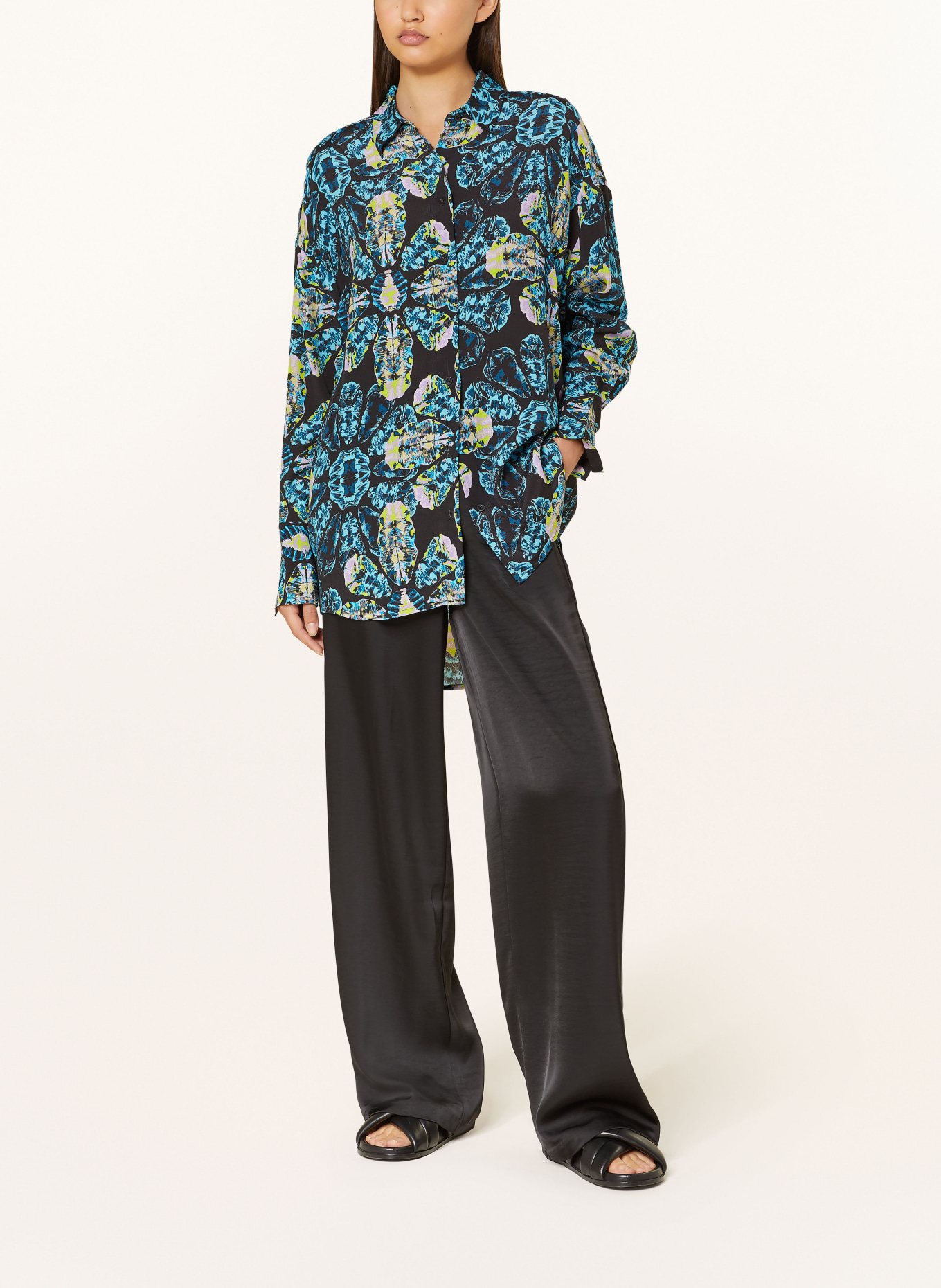 COLOURFUL REBEL Shirt blouse TALIA, Color: BLACK/ BLUE/ YELLOW (Image 2)