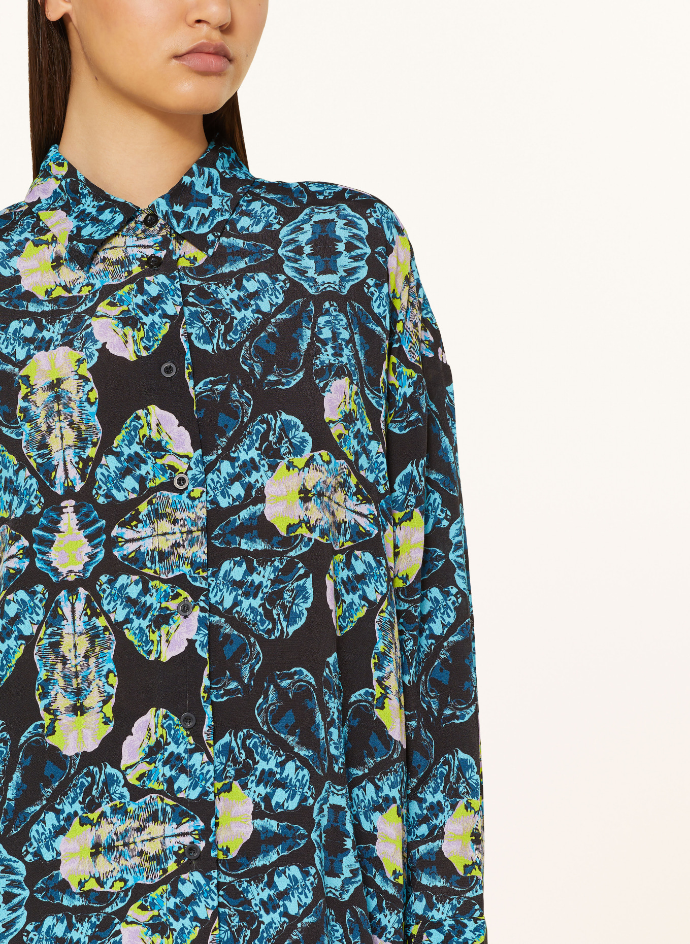 COLOURFUL REBEL Shirt blouse TALIA, Color: BLACK/ BLUE/ YELLOW (Image 4)