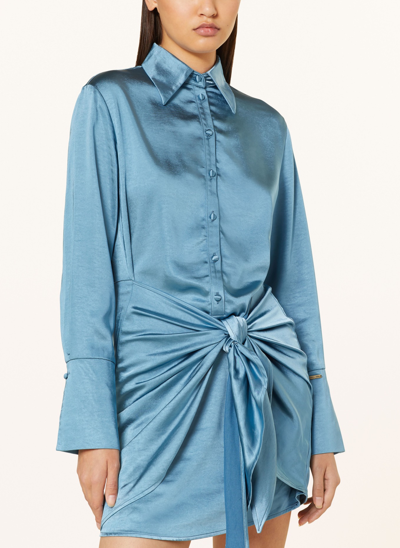 COLOURFUL REBEL Satin dress METTE in wrap look, Color: TEAL (Image 4)