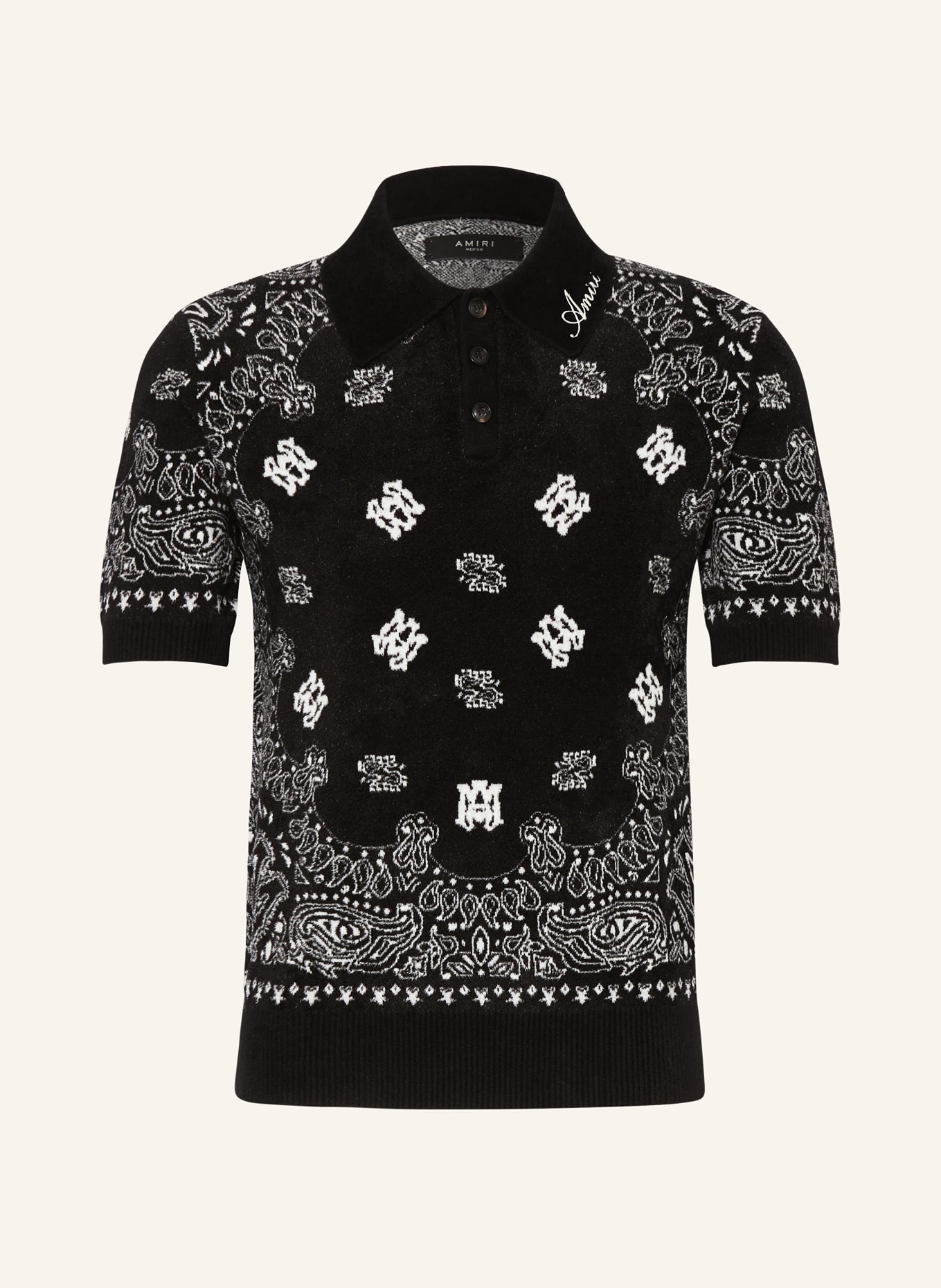 AMIRI Knitted polo shirt, Color: BLACK/ WHITE (Image 1)