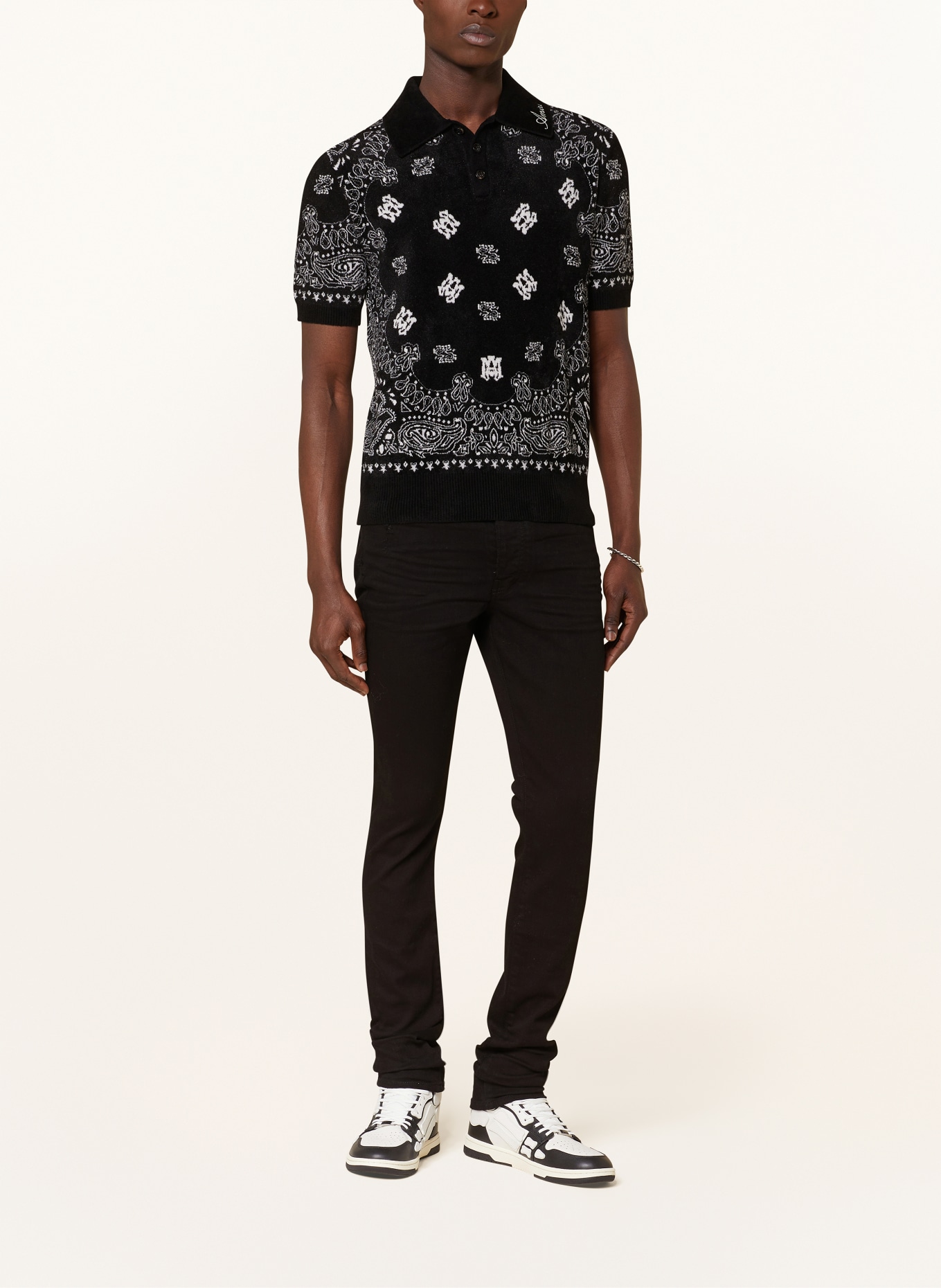 AMIRI Knitted polo shirt, Color: BLACK/ WHITE (Image 2)