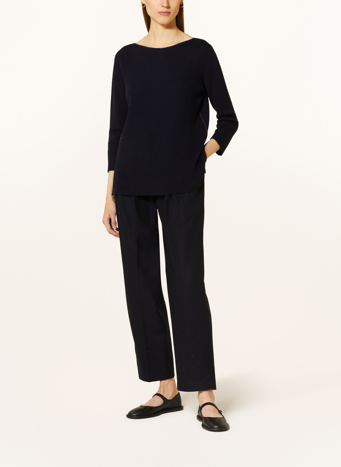 FABIANA FILIPPI Sweater with 3/4 sleeves and decorative beads, Color: DARK BLUE (Image 2)