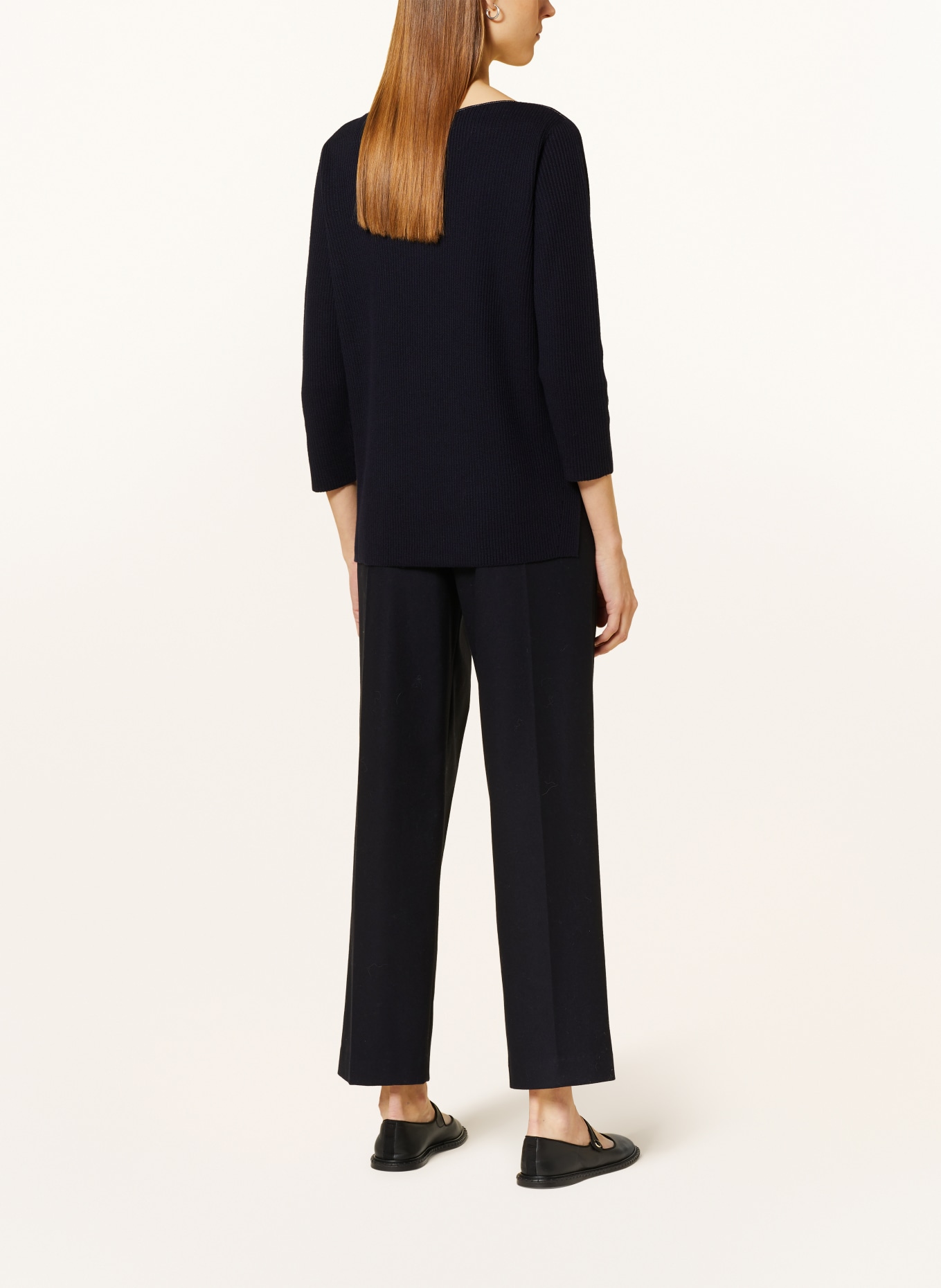 FABIANA FILIPPI Sweater with 3/4 sleeves and decorative beads, Color: DARK BLUE (Image 3)