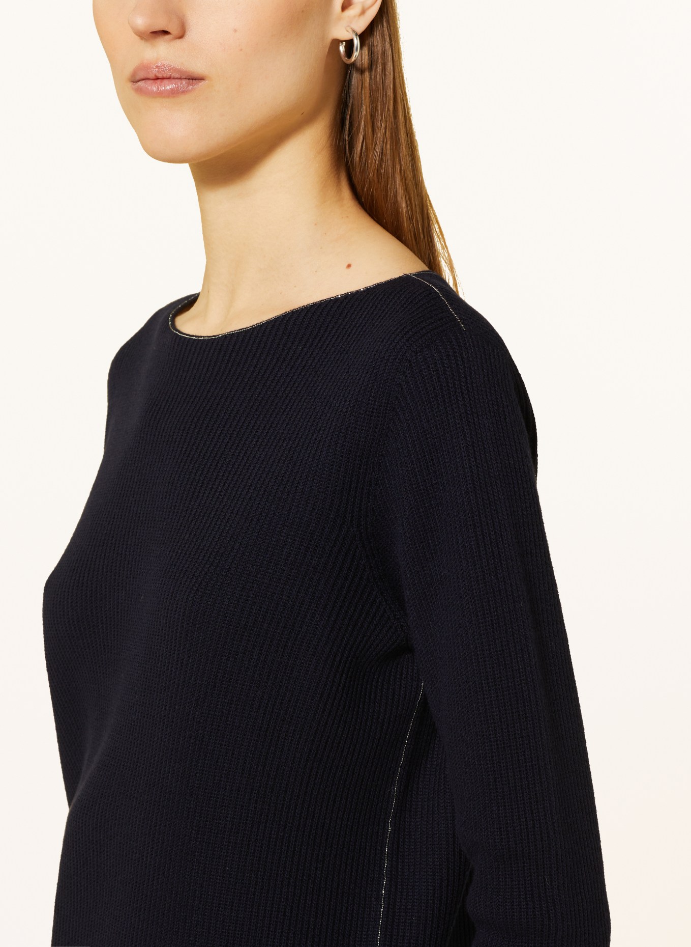 FABIANA FILIPPI Sweater with 3/4 sleeves and decorative beads, Color: DARK BLUE (Image 4)