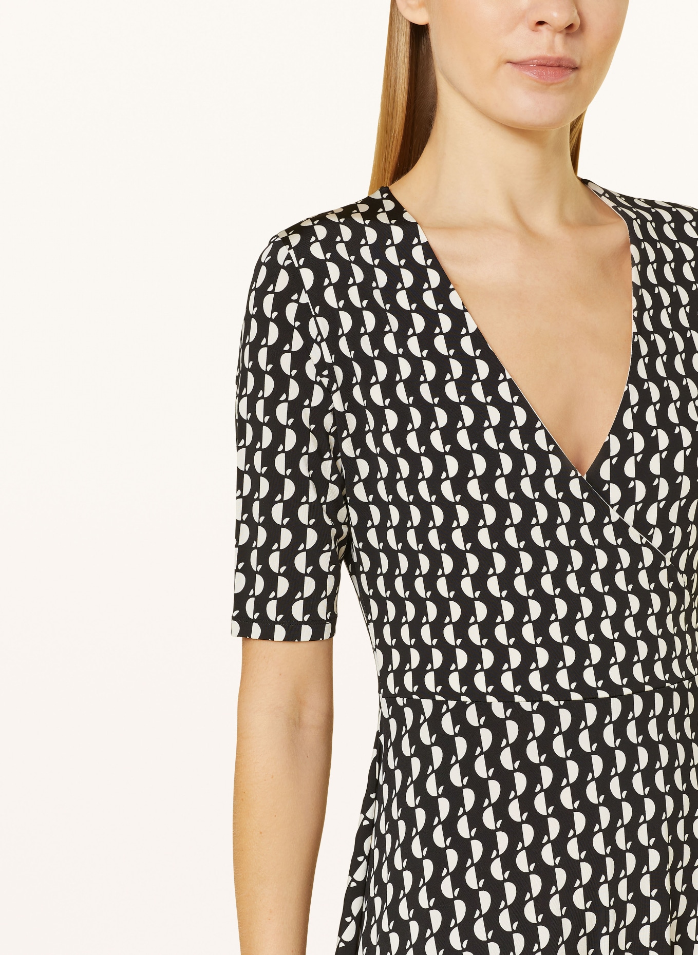 CINQUE Jersey dress CIDARIA in wrap look, Color: BLACK/ WHITE (Image 4)