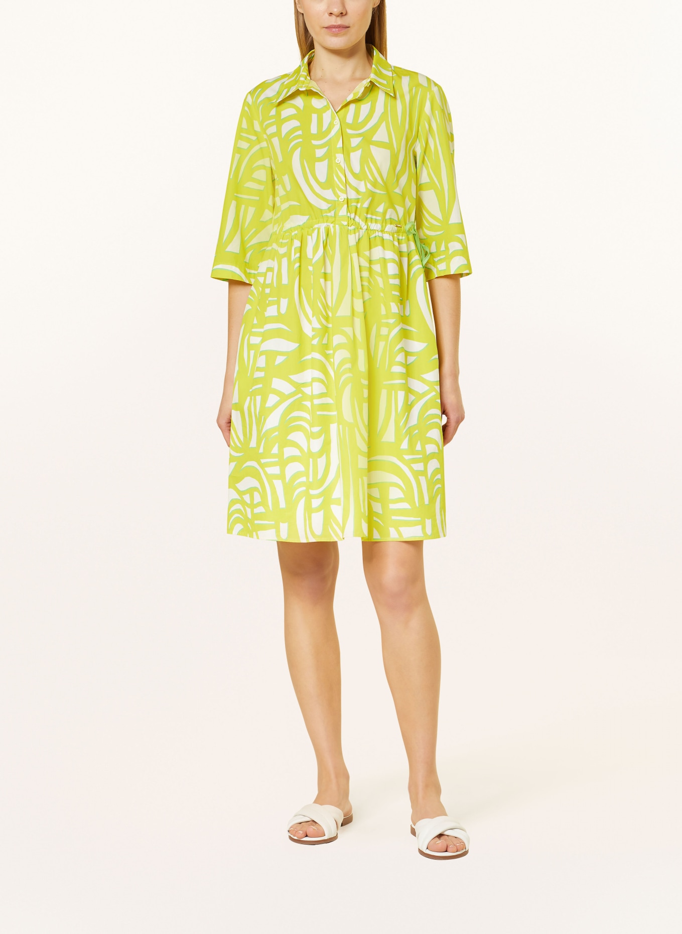 CINQUE Dress CIDOKE with 3/4 sleeves, Color: WHITE/ YELLOW/ LIGHT GREEN (Image 2)