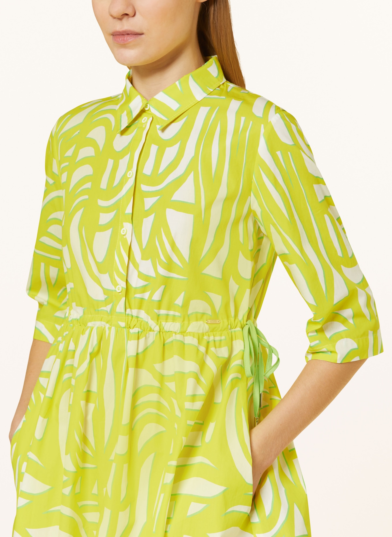 CINQUE Dress CIDOKE with 3/4 sleeves, Color: WHITE/ YELLOW/ LIGHT GREEN (Image 4)