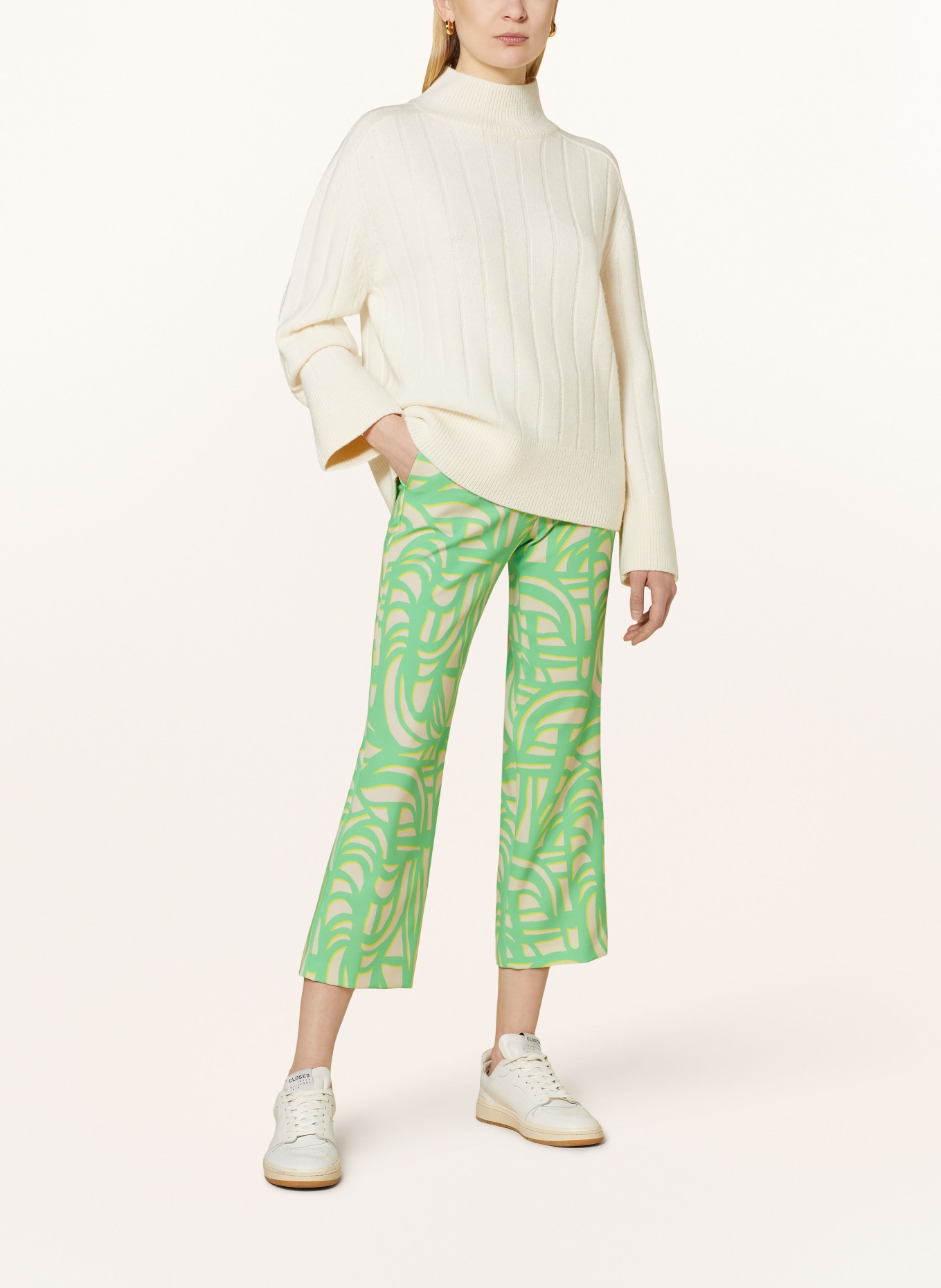 CINQUE 7/8 trousers CISILHOUETTA, Color: LIGHT GREEN/ CREAM/ YELLOW (Image 2)