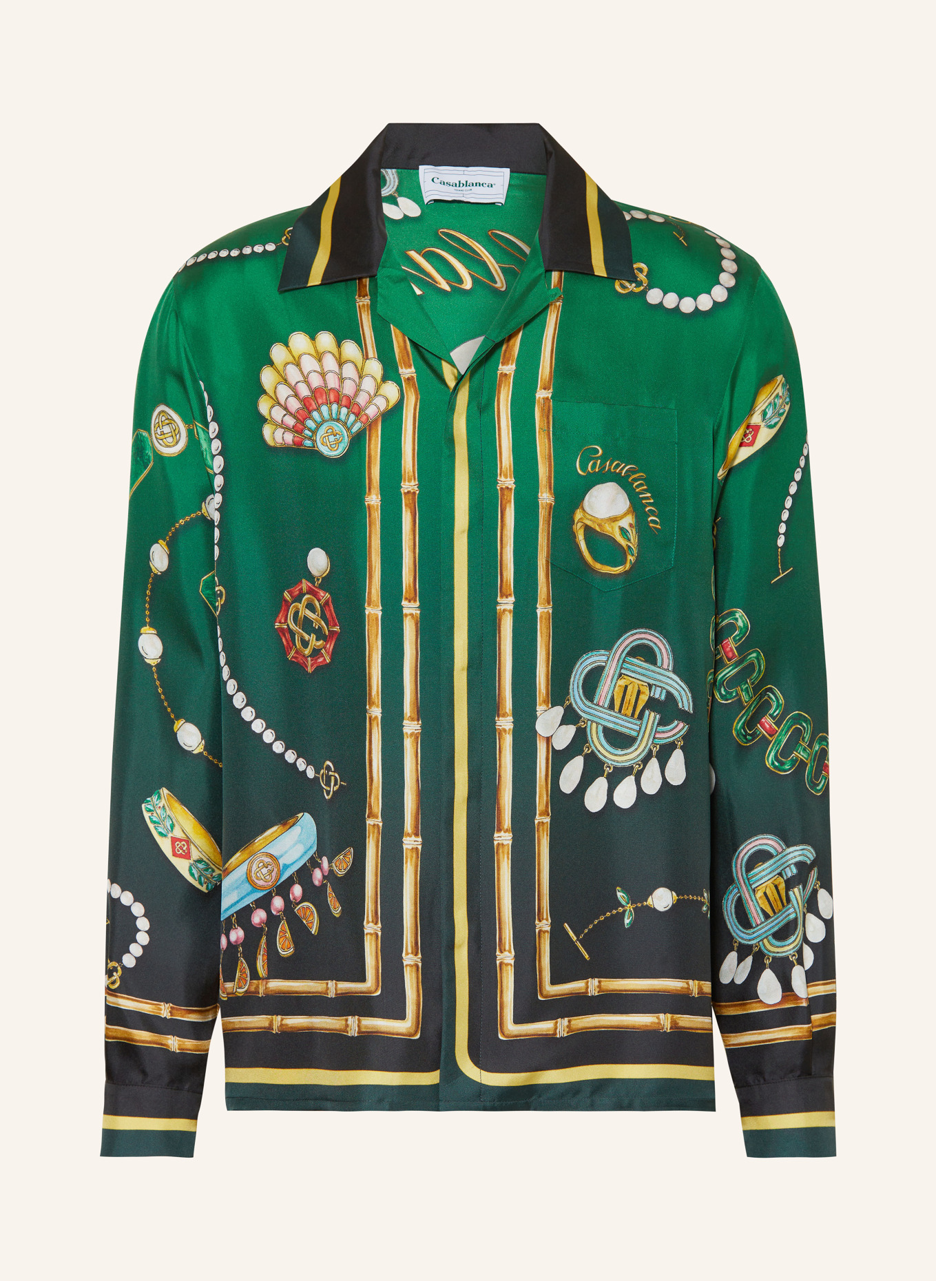 Casablanca Koszula z klapami comfort fit z jedwabiu, Kolor: ZIELONY/ ŻÓŁTY (Obrazek 1)