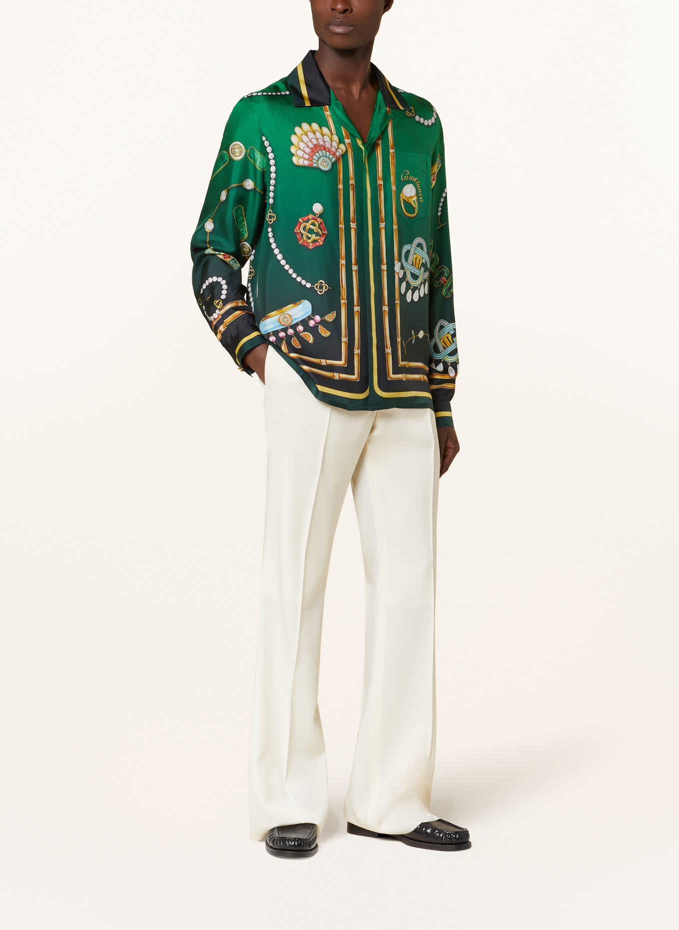Casablanca Resort shirt comfort fit in silk, Color: GREEN/ YELLOW (Image 2)