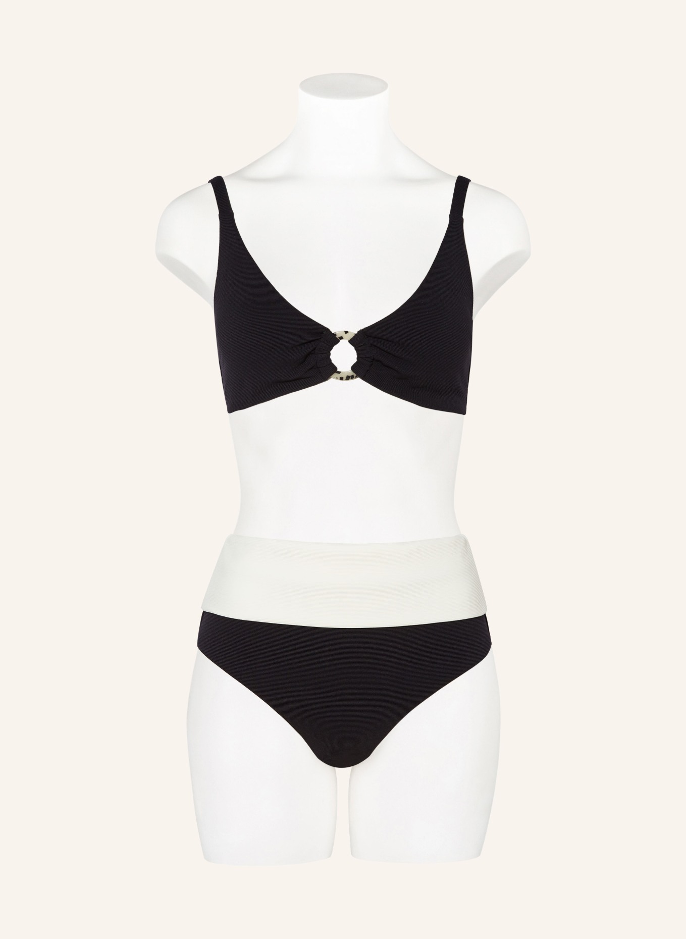 JETS Australia High-Waist-Bikini-Hose ISLA RIB, Farbe: SCHWARZ/ CREME (Bild 2)