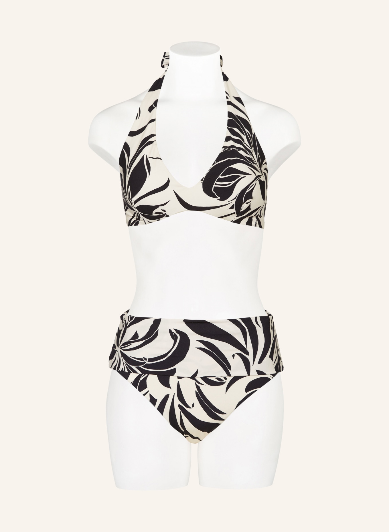 JETS Australia Halter neck bikini top QUEEN OF THE NIGHT, Color: CREAM/ BLACK (Image 2)