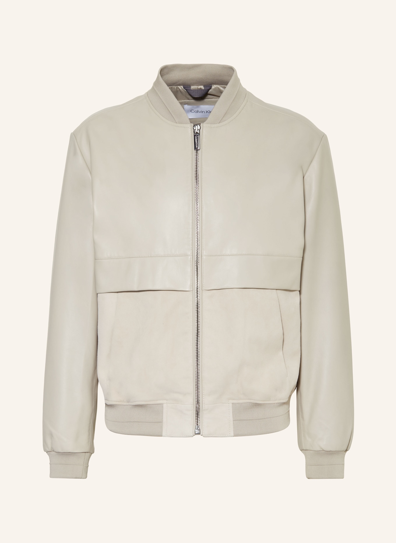 Calvin Klein Leather bomber jacket HERO, Color: BEIGE (Image 1)