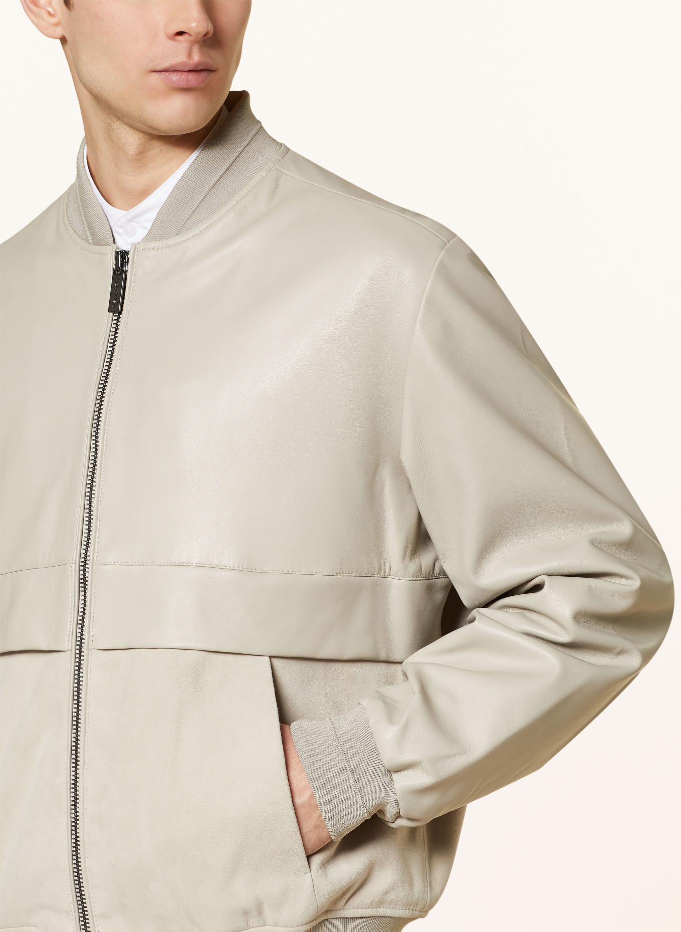 Calvin Klein Leather bomber jacket HERO, Color: BEIGE (Image 4)