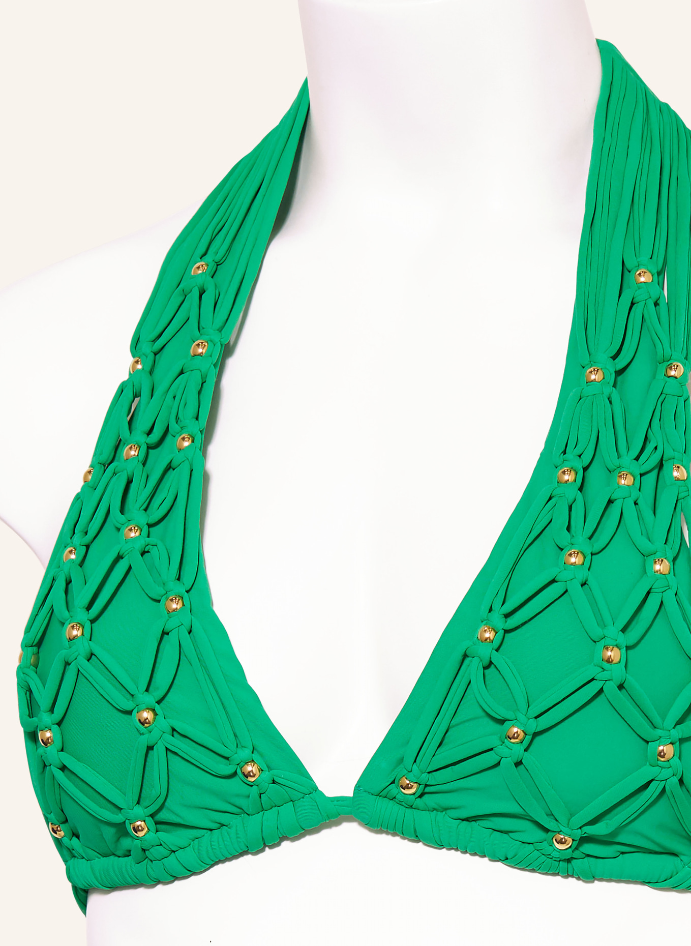 PQ Halter neck bikini top SEAWEED with decorative beads, Color: GREEN (Image 4)