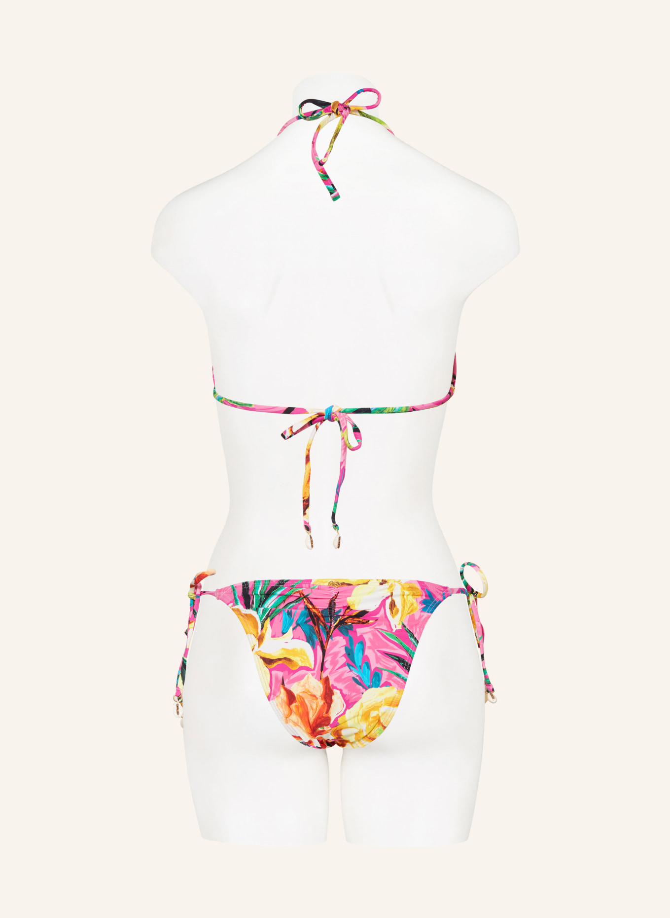 PQ Góra od bikini trójkątnego BAHAMA BEACH z ozdobnymi perełkami, Kolor: MOCNORÓŻOWY/ ZIELONY/ POMARAŃCZOWY (Obrazek 3)