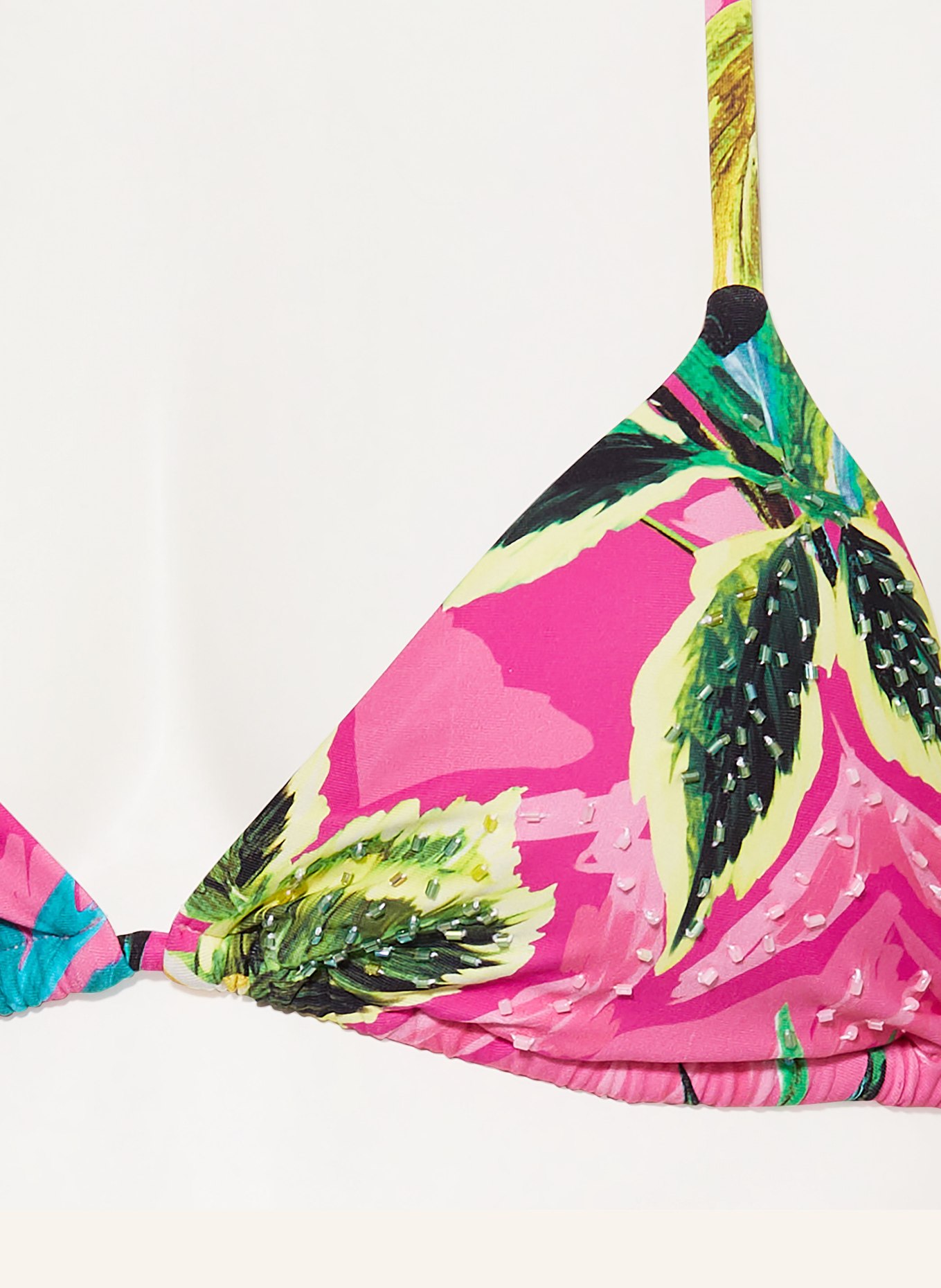PQ Triangle bikini top BAHAMA BEACH with decorative beads, Color: PINK/ GREEN/ ORANGE (Image 4)