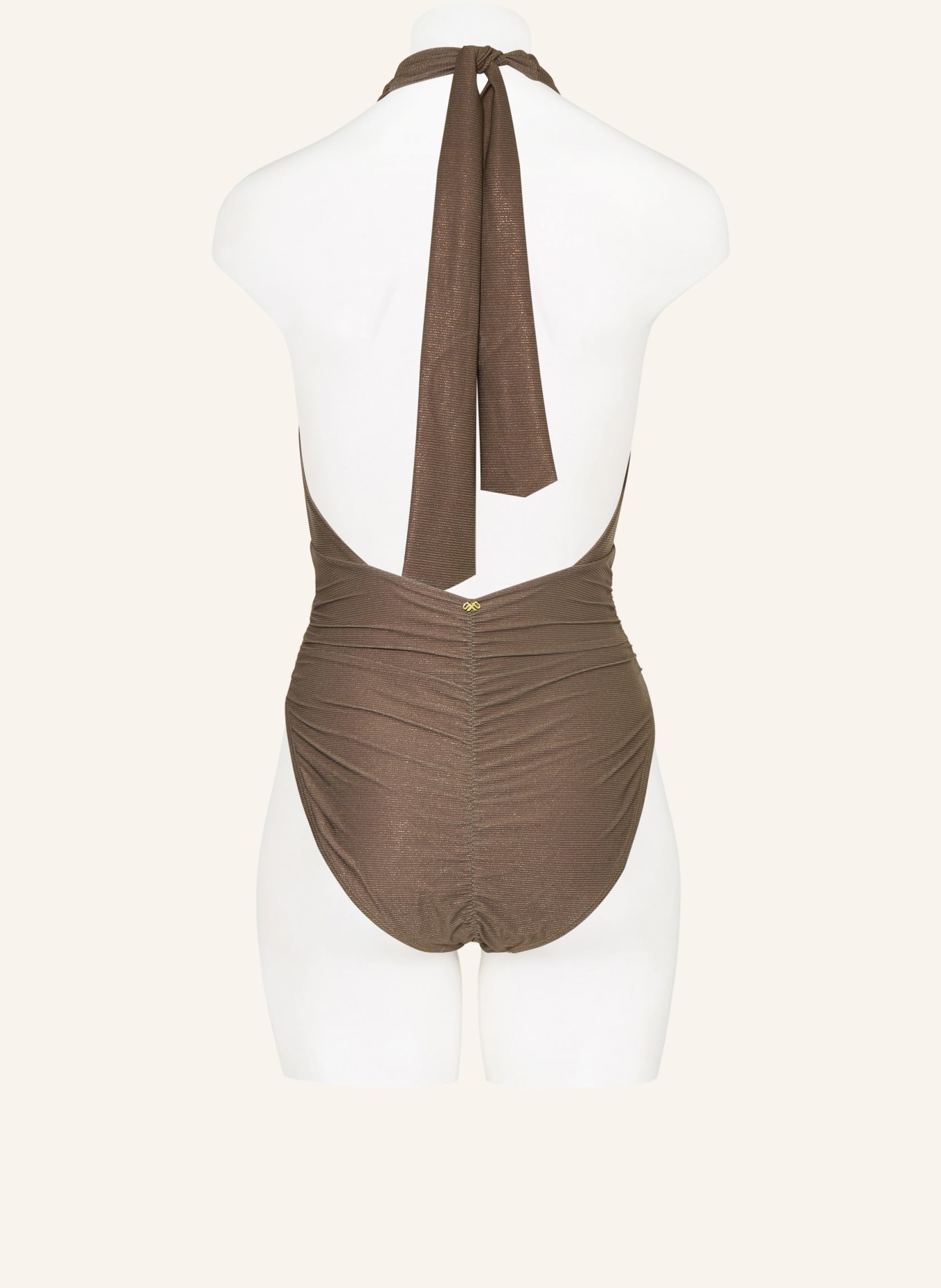 PQ Halter neck swimsuit LUCAYA CELINE with glitter thread, Color: BROWN/ GOLD (Image 3)
