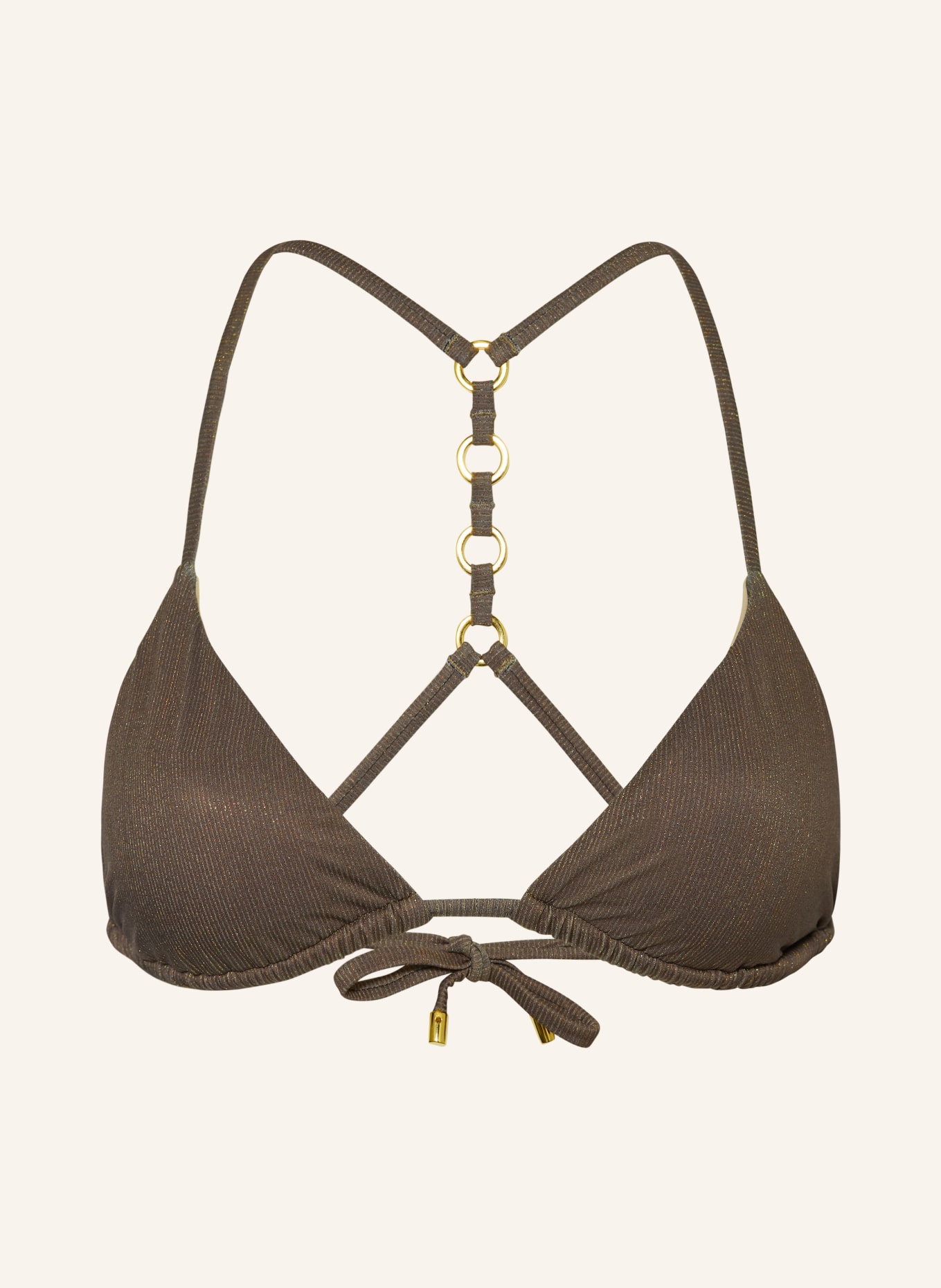 PQ Triangle bikini top LUCAYA CHAIN with glitter thread, Color: KHAKI (Image 1)