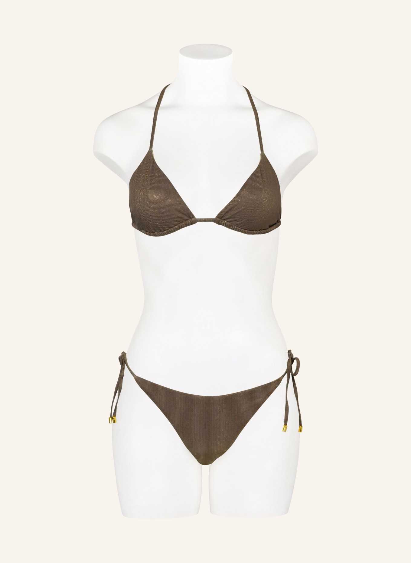PQ Triangle bikini top LUCAYA CHAIN with glitter thread, Color: KHAKI (Image 2)