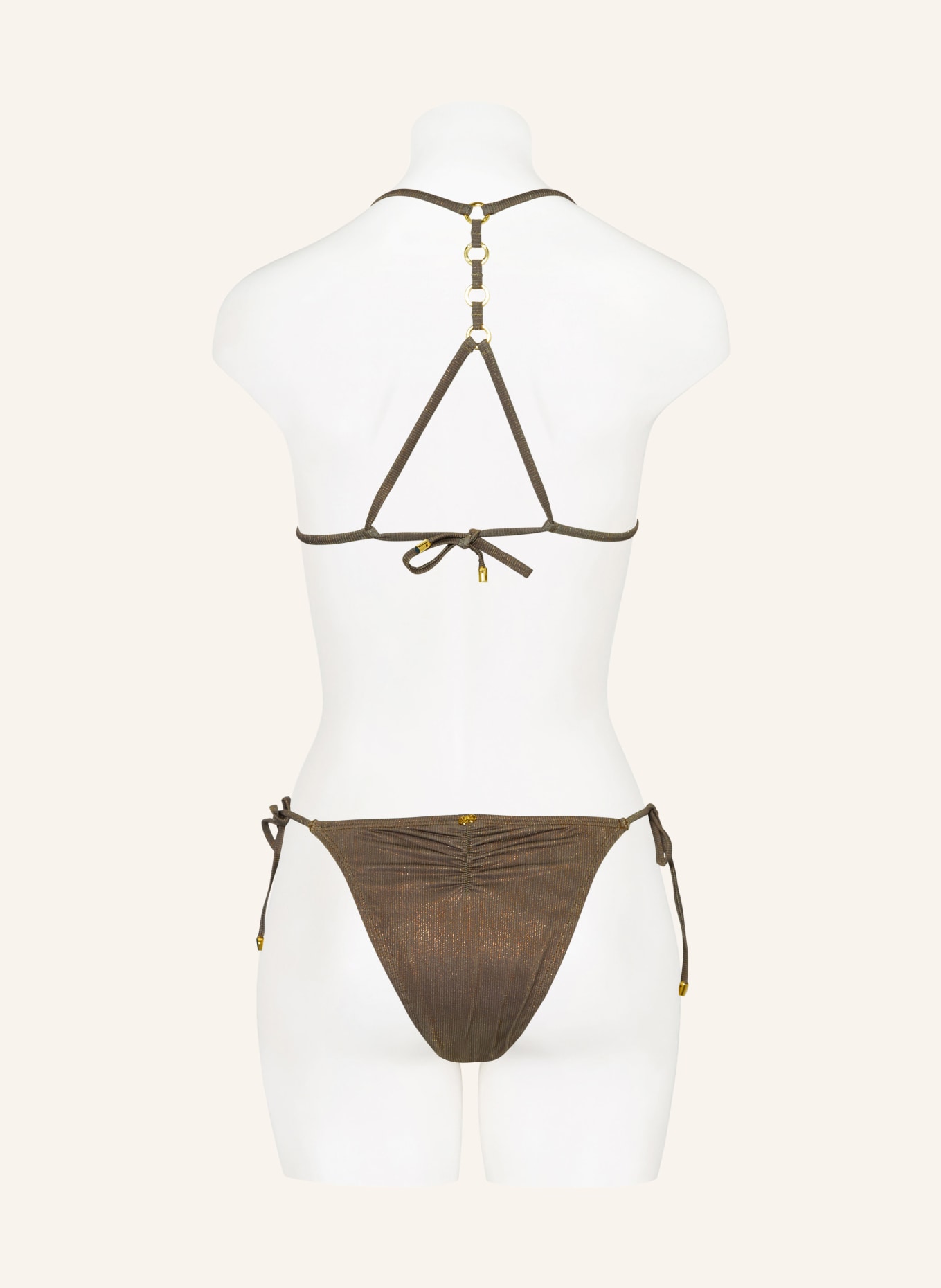 PQ Triangle bikini top LUCAYA CHAIN with glitter thread, Color: KHAKI (Image 3)