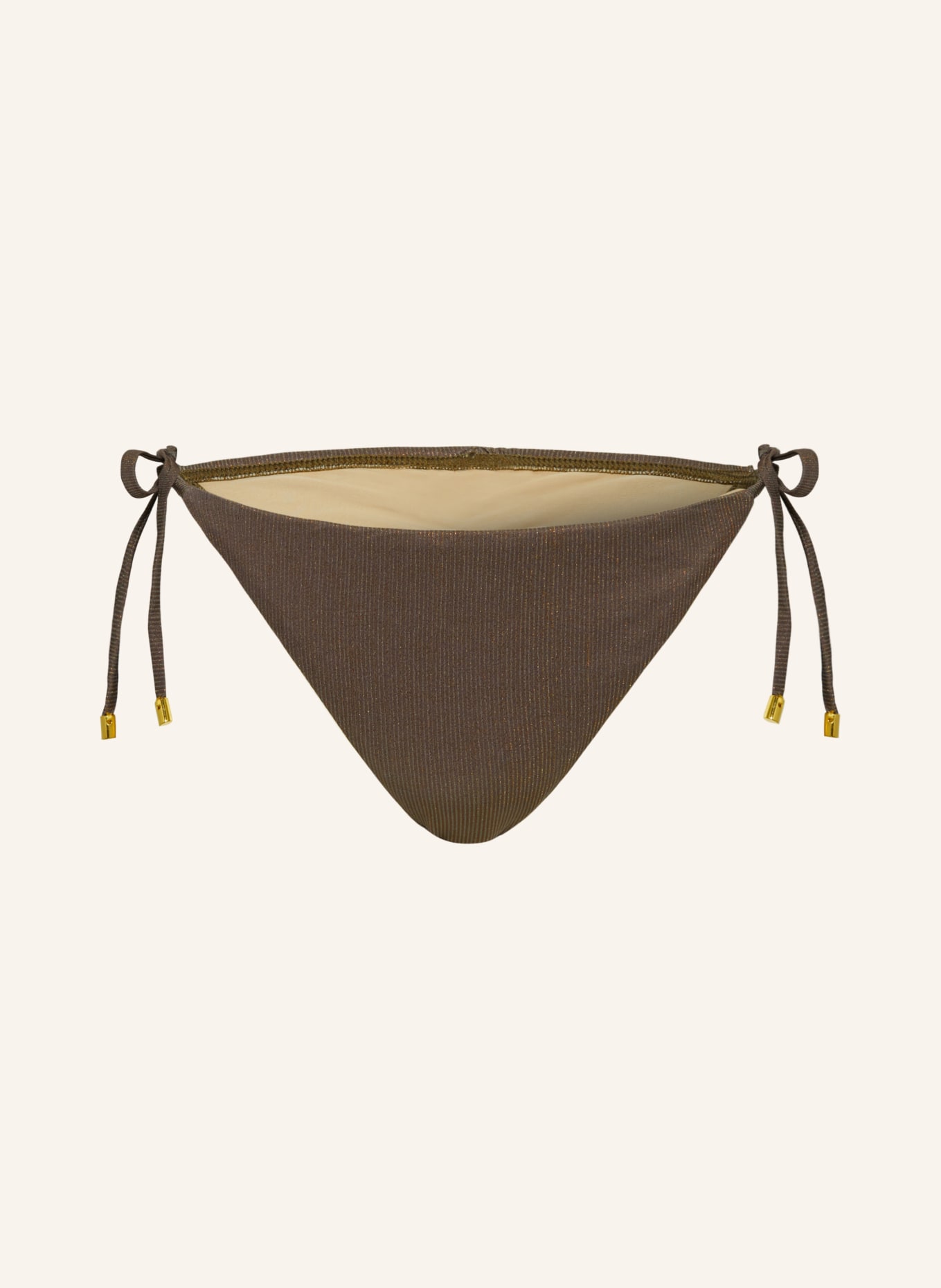 PQ Triangle bikini bottoms LUCAYA TIE with glitter thread, Color: KHAKI (Image 1)
