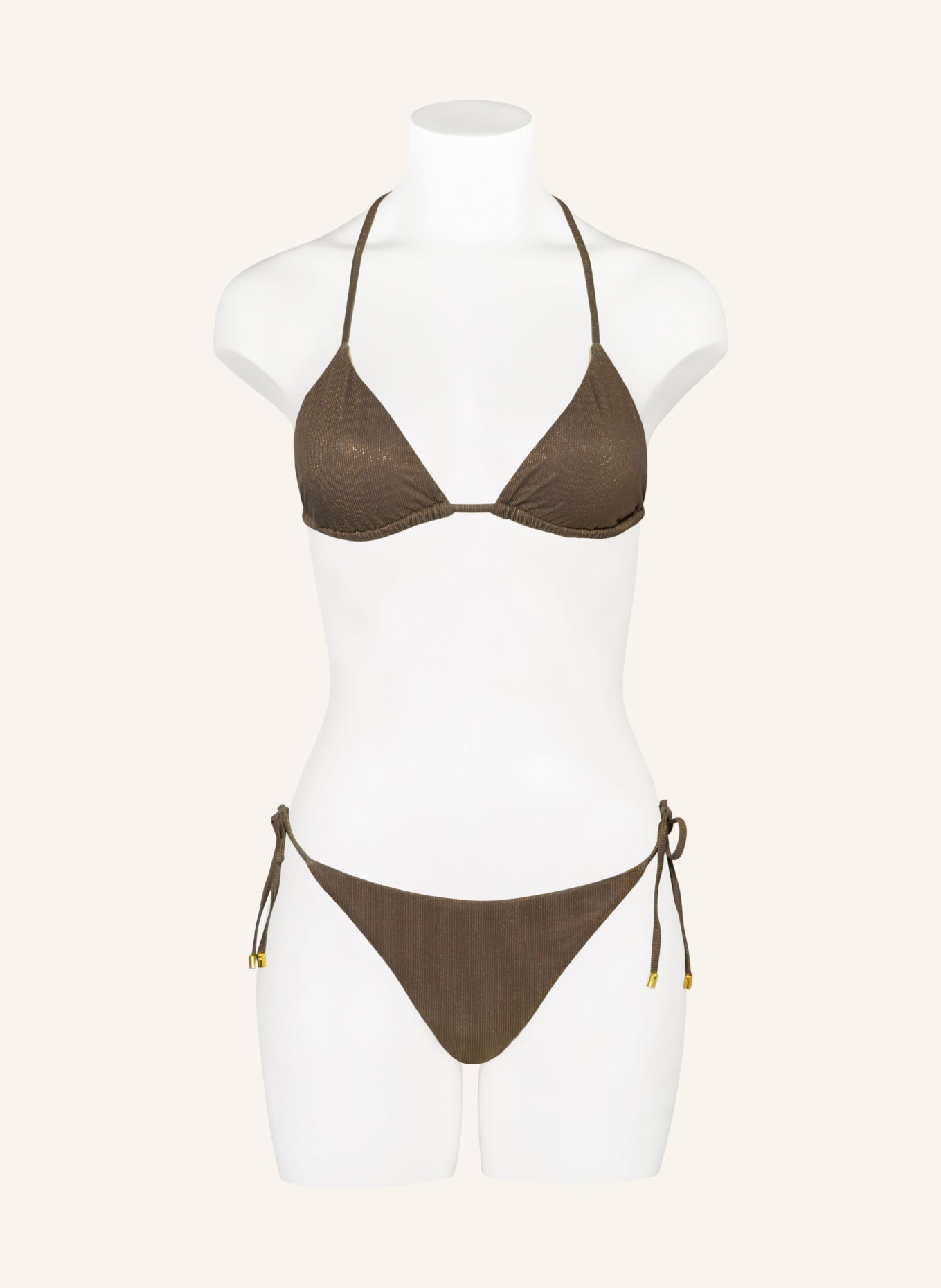 PQ Triangle bikini bottoms LUCAYA TIE with glitter thread, Color: KHAKI (Image 2)