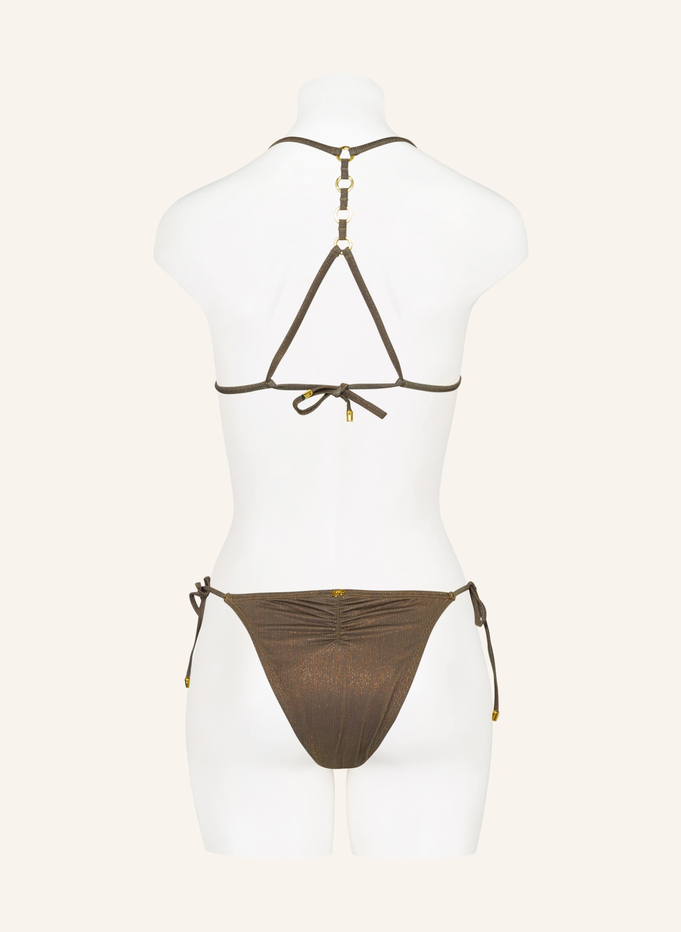 PQ Triangle bikini bottoms LUCAYA TIE with glitter thread, Color: KHAKI (Image 3)