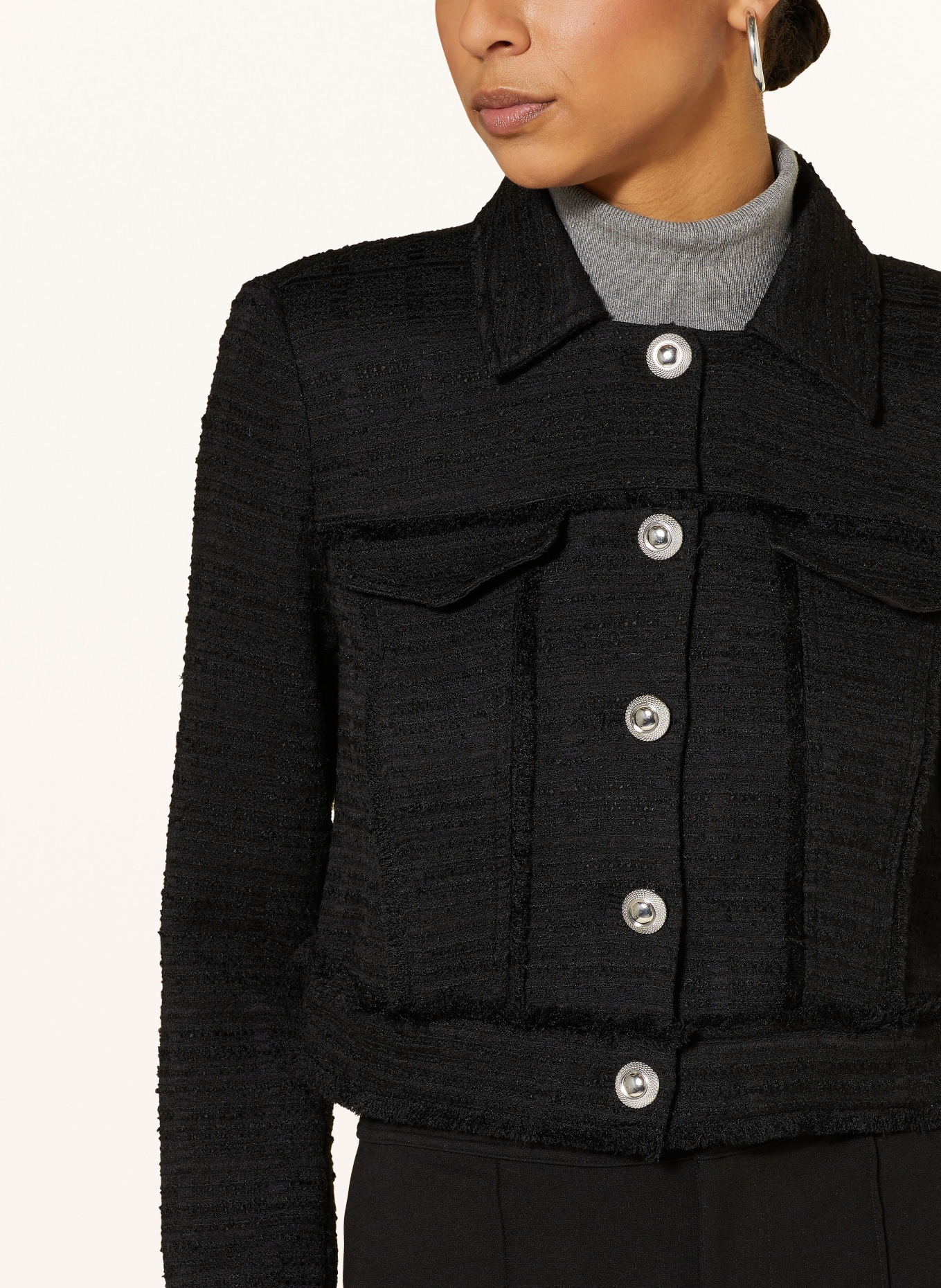 MARC AUREL Bouclé jacket, Color: BLACK (Image 4)