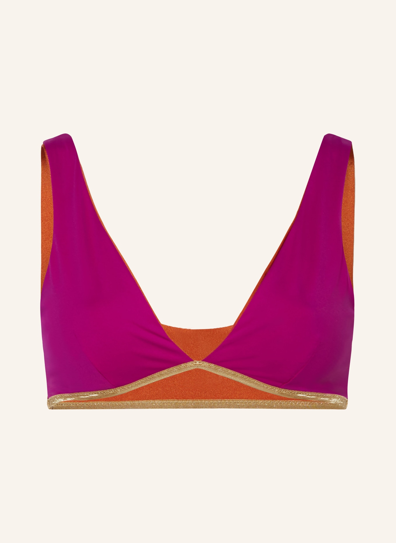 MYMARINI Bralette bikini top POOL BRA SHINE reversible, Color: DARK ORANGE/ FUCHSIA (Image 1)