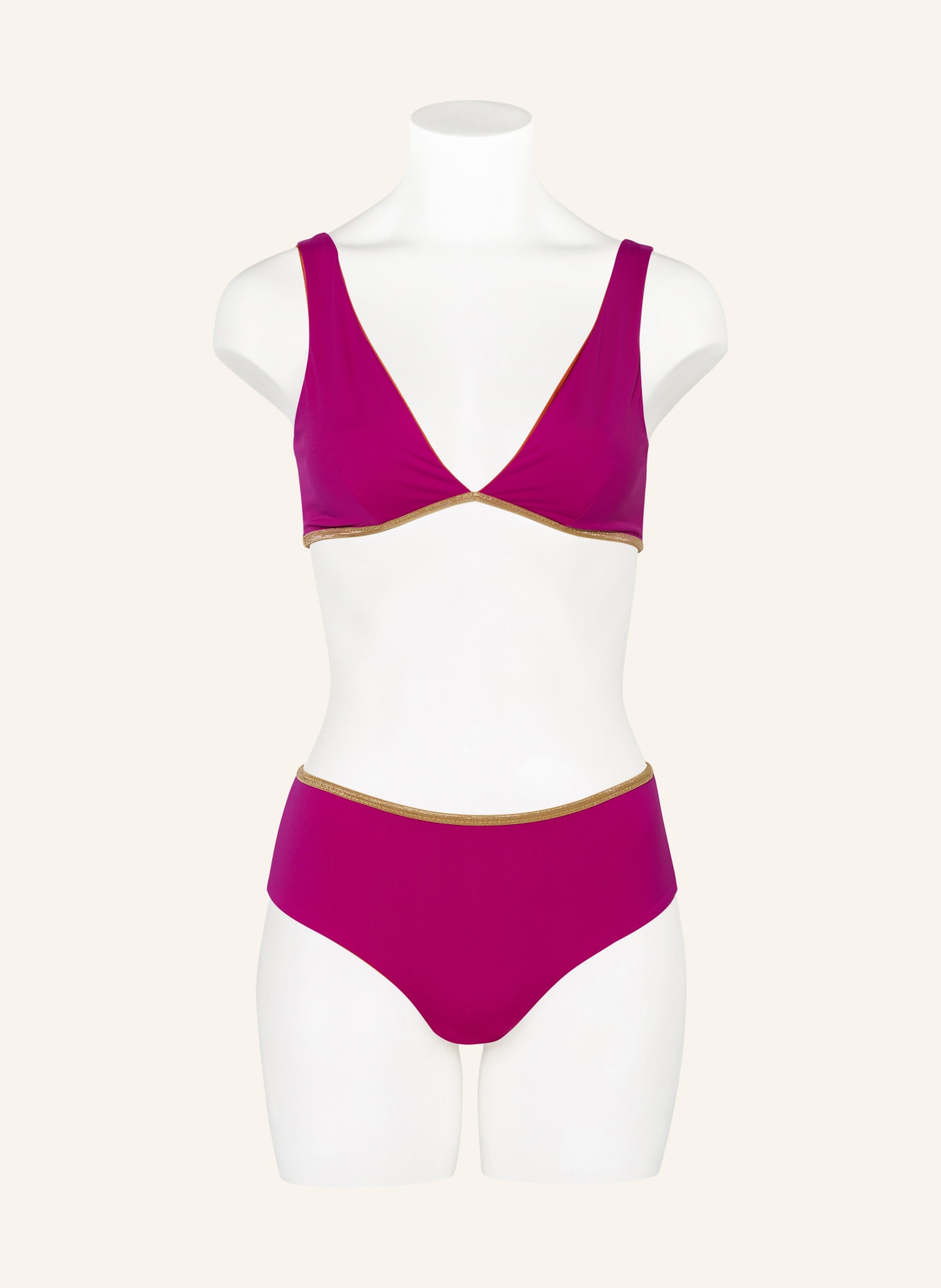 MYMARINI Bralette bikini top POOL BRA SHINE reversible, Color: DARK ORANGE/ FUCHSIA (Image 2)