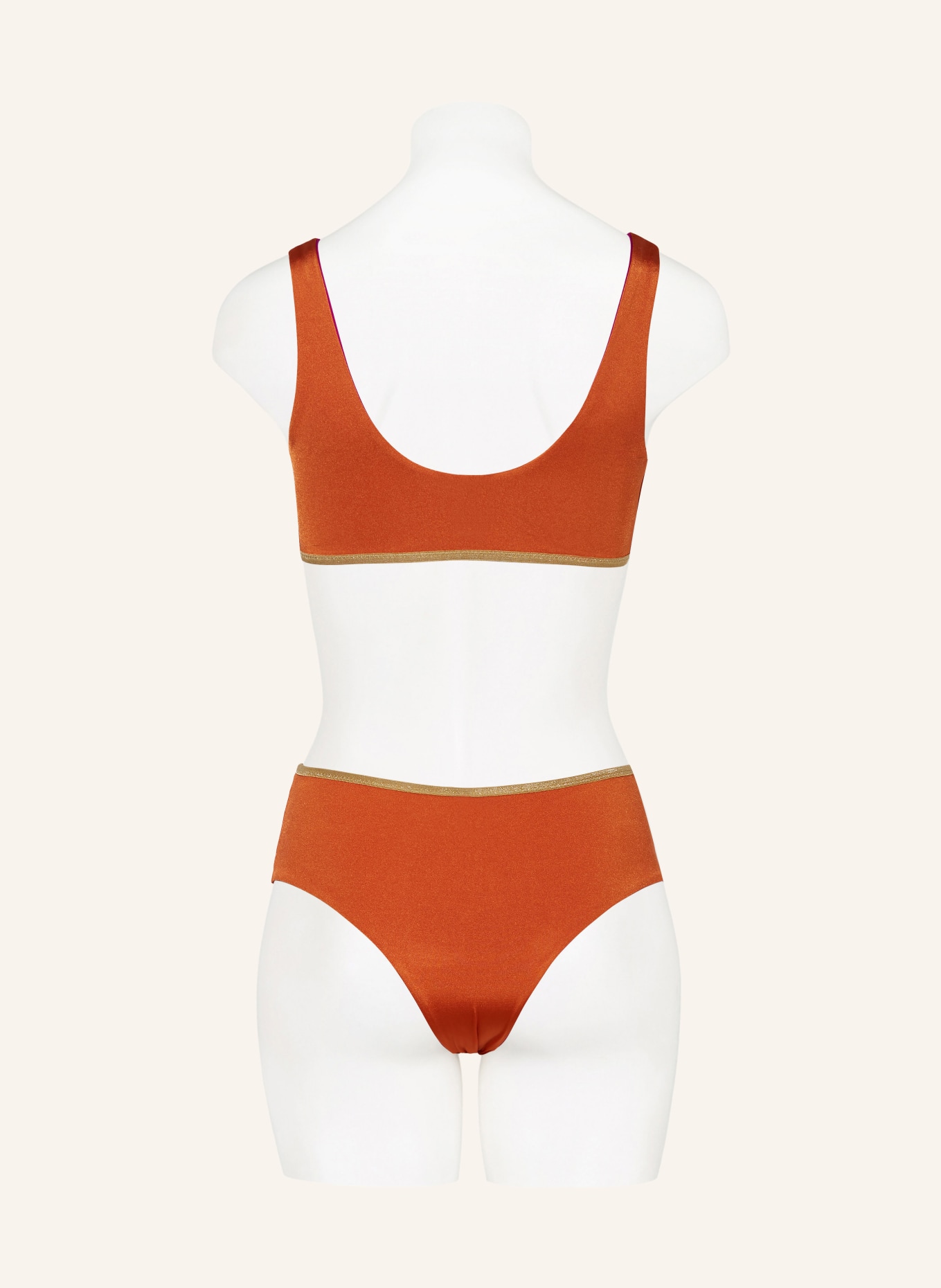 MYMARINI Bralette bikini top POOL BRA SHINE reversible, Color: DARK ORANGE/ FUCHSIA (Image 5)