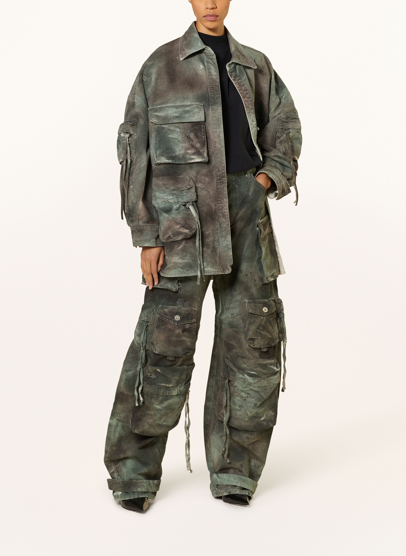 THE ATTICO Cargo pants FERN, Color: GREEN/ TAUPE (Image 2)