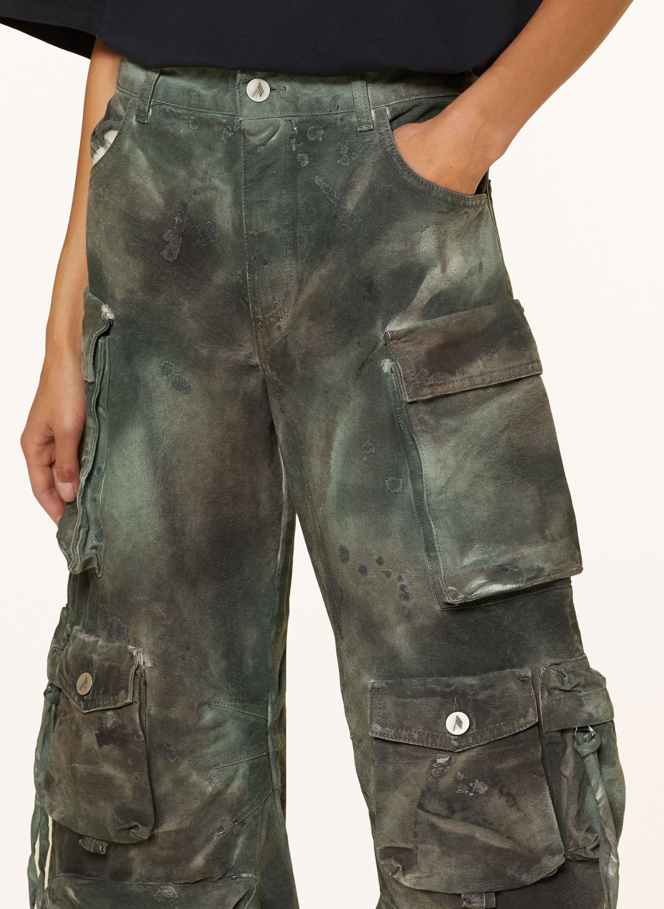 THE ATTICO Cargo pants FERN, Color: GREEN/ TAUPE (Image 5)