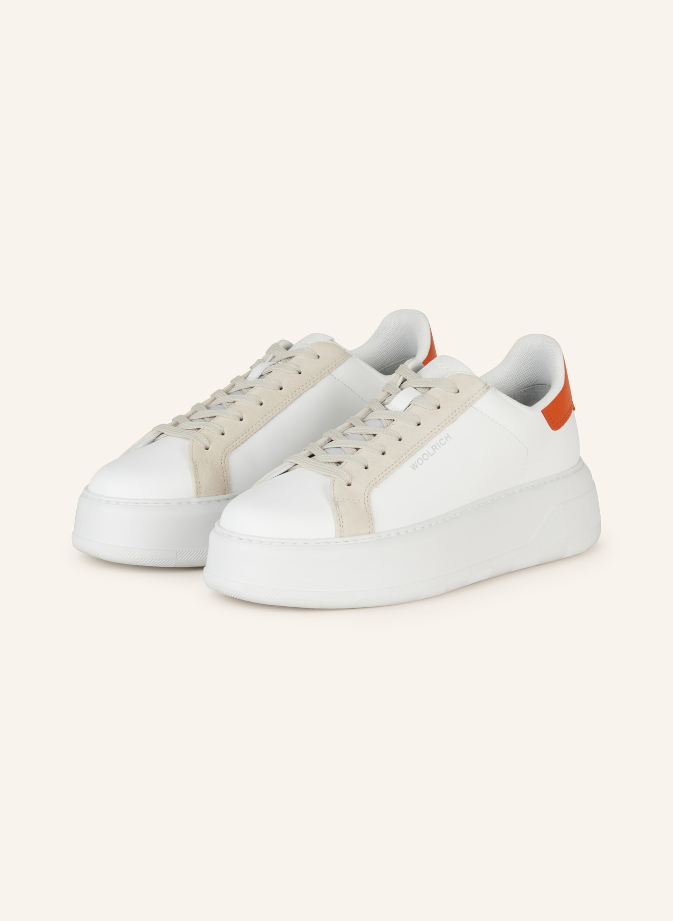 WOOLRICH Sneakers, Color: WHITE/ BEIGE/ ORANGE (Image 1)
