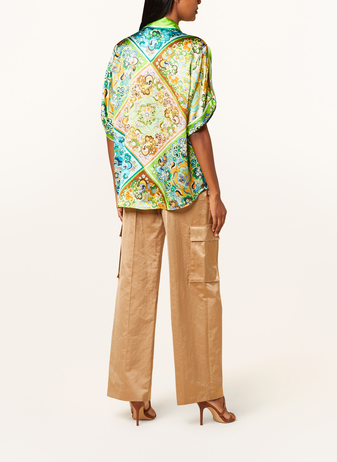 ALÉMAIS Oversized-Hemdbluse DREAMER aus Seide, Farbe: MINT/ PETROL/ HELLORANGE (Bild 3)