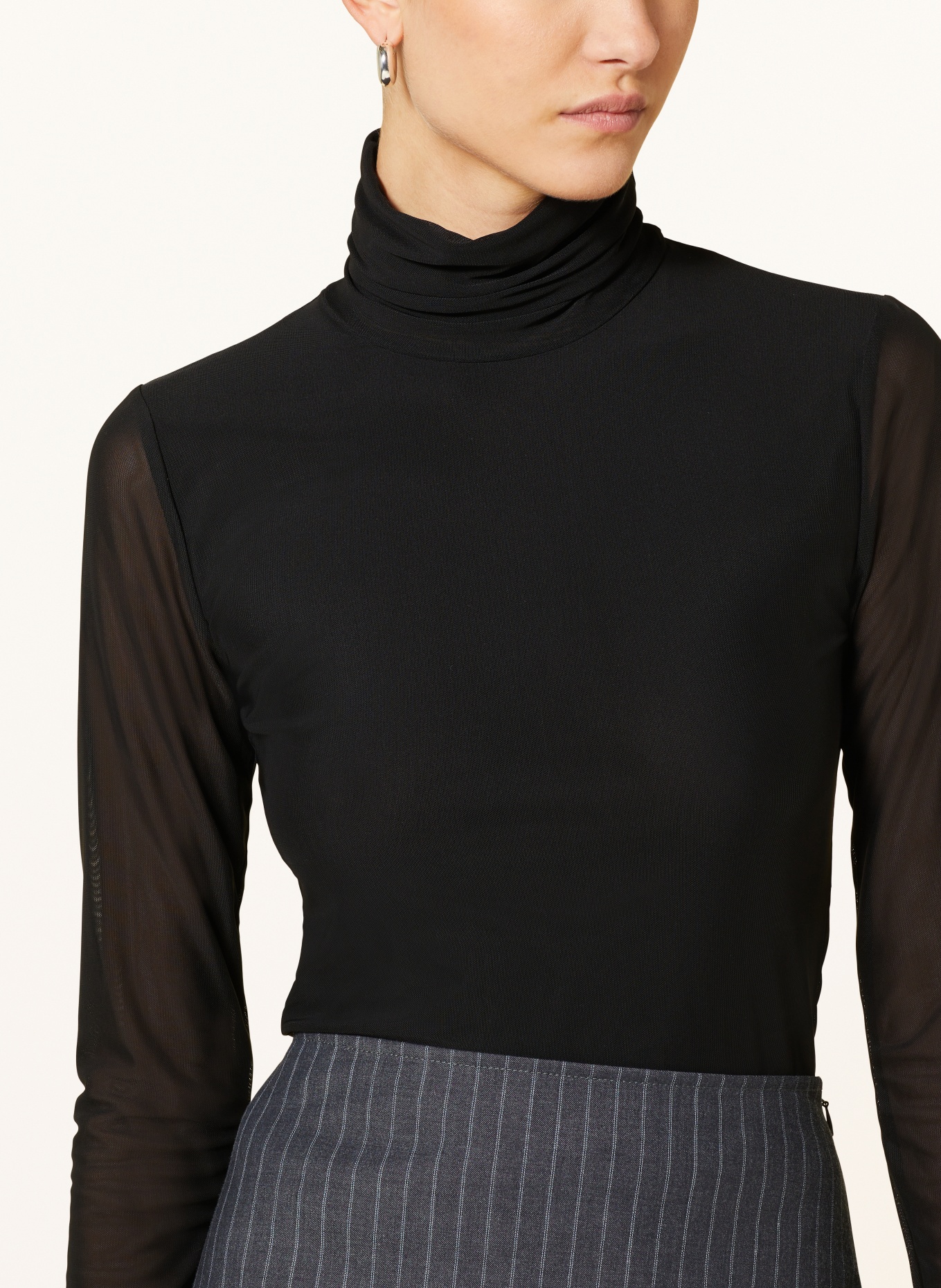 GANNI Turtleneck shirt made of mesh, Color: BLACK (Image 4)