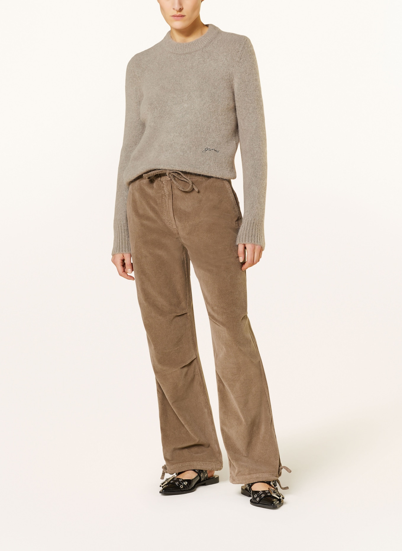 GANNI Wide leg trousers made of corduroy, Color: BROWN (Image 2)