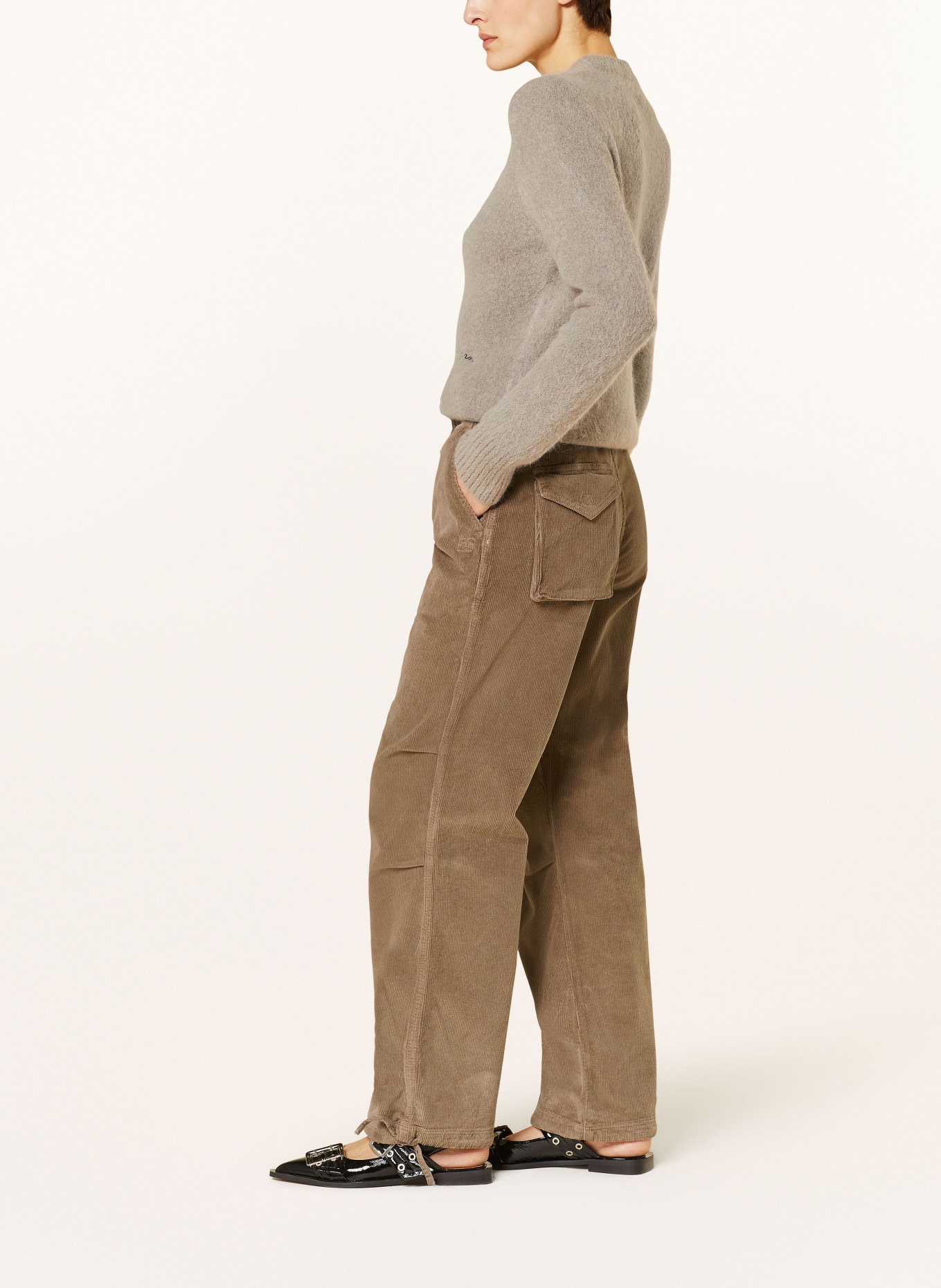GANNI Spodnie marlena ze sztruksu, Kolor: BRĄZOWY (Obrazek 4)