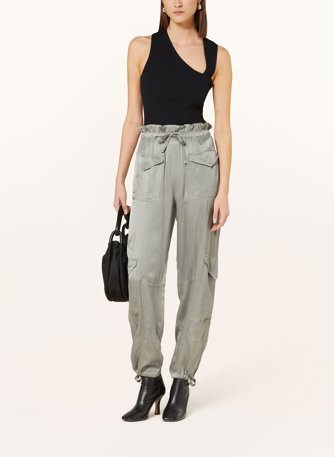 GANNI Cargo pants made of satin, Color: GRAY (Image 2)