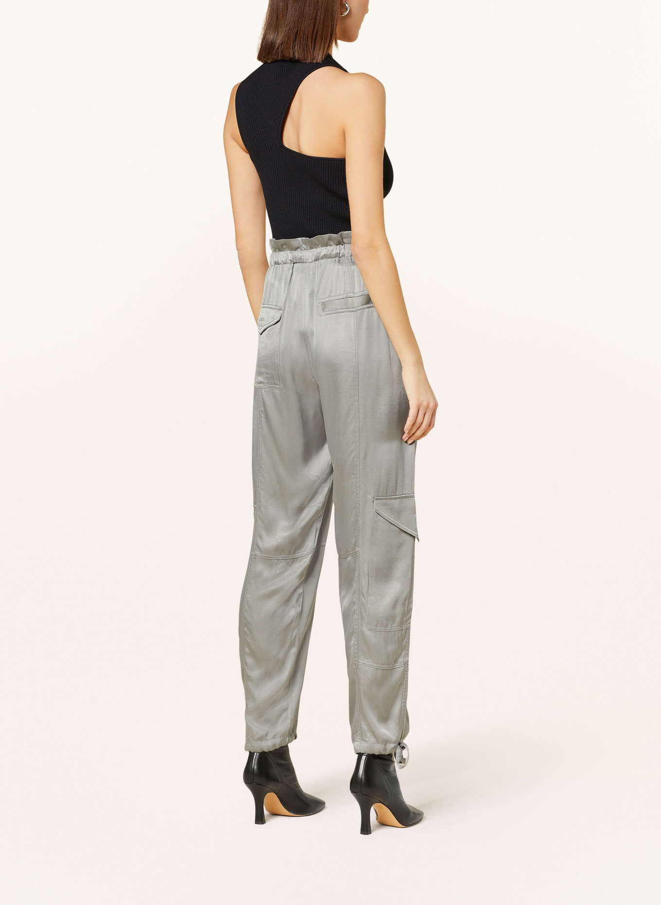 GANNI Cargo pants made of satin, Color: GRAY (Image 3)