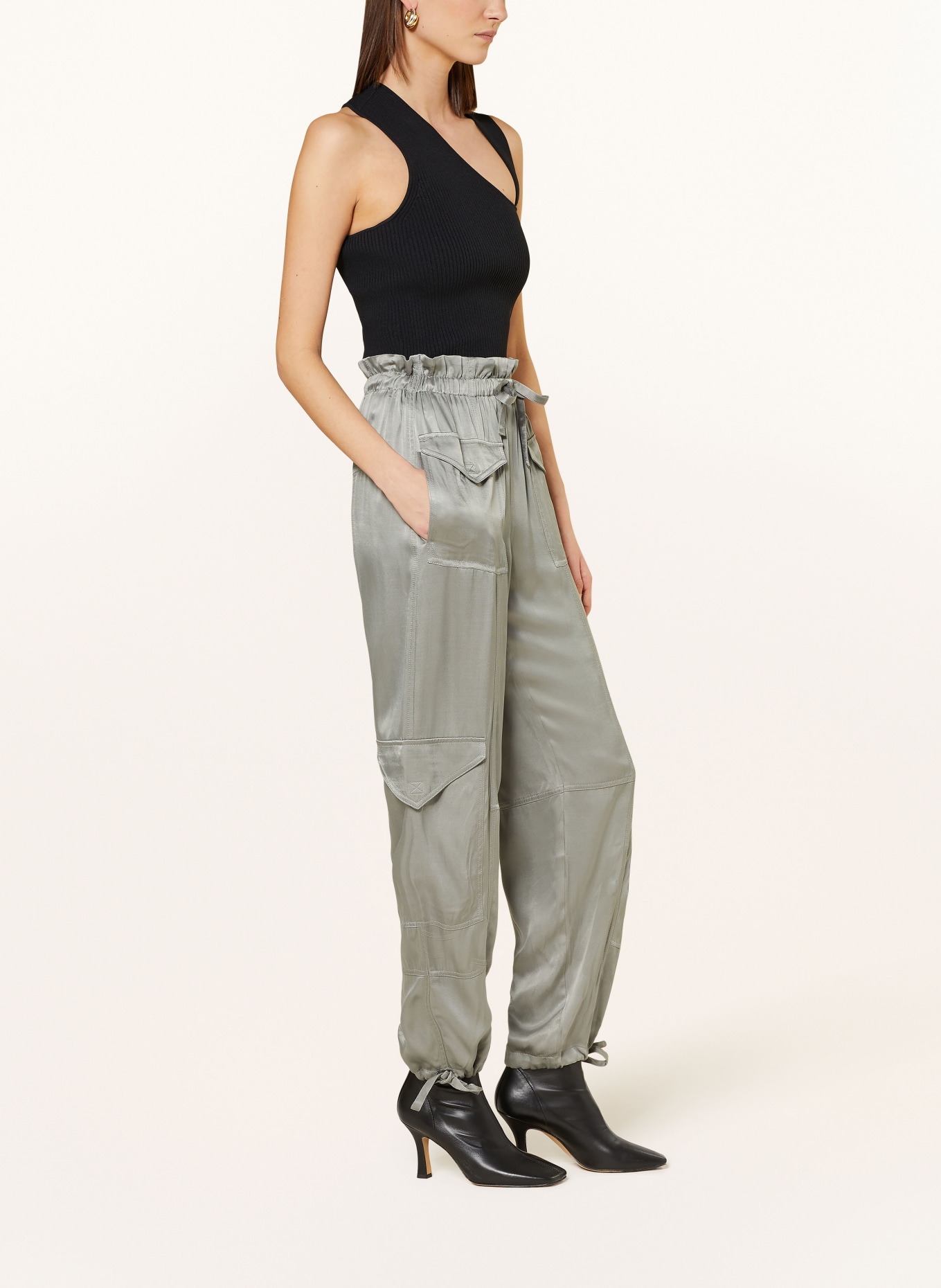 GANNI Cargo pants made of satin, Color: GRAY (Image 4)