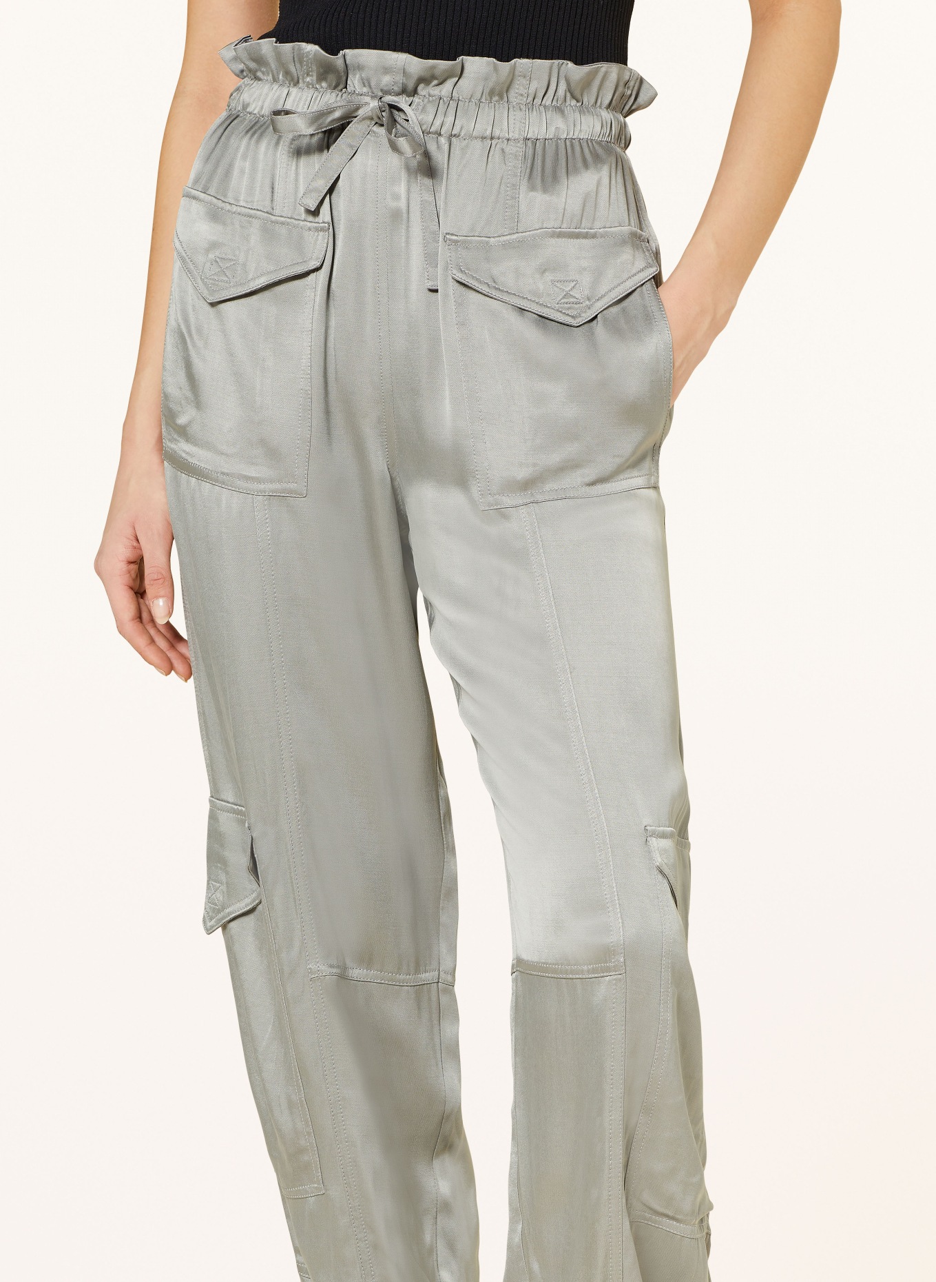 GANNI Cargo pants made of satin, Color: GRAY (Image 5)