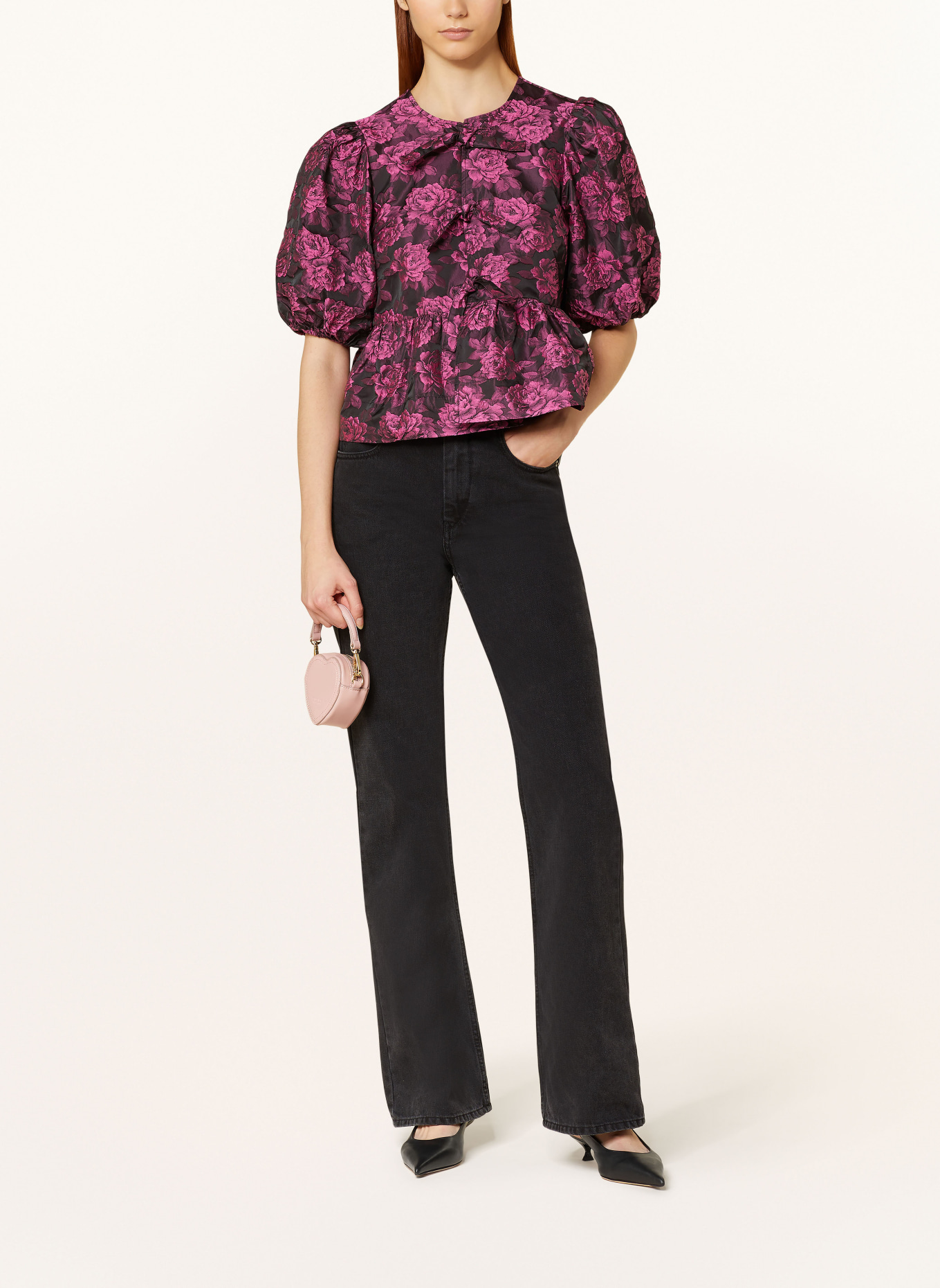 GANNI Shirt blouse in jacquard, Color: FUCHSIA/ BLACK (Image 2)