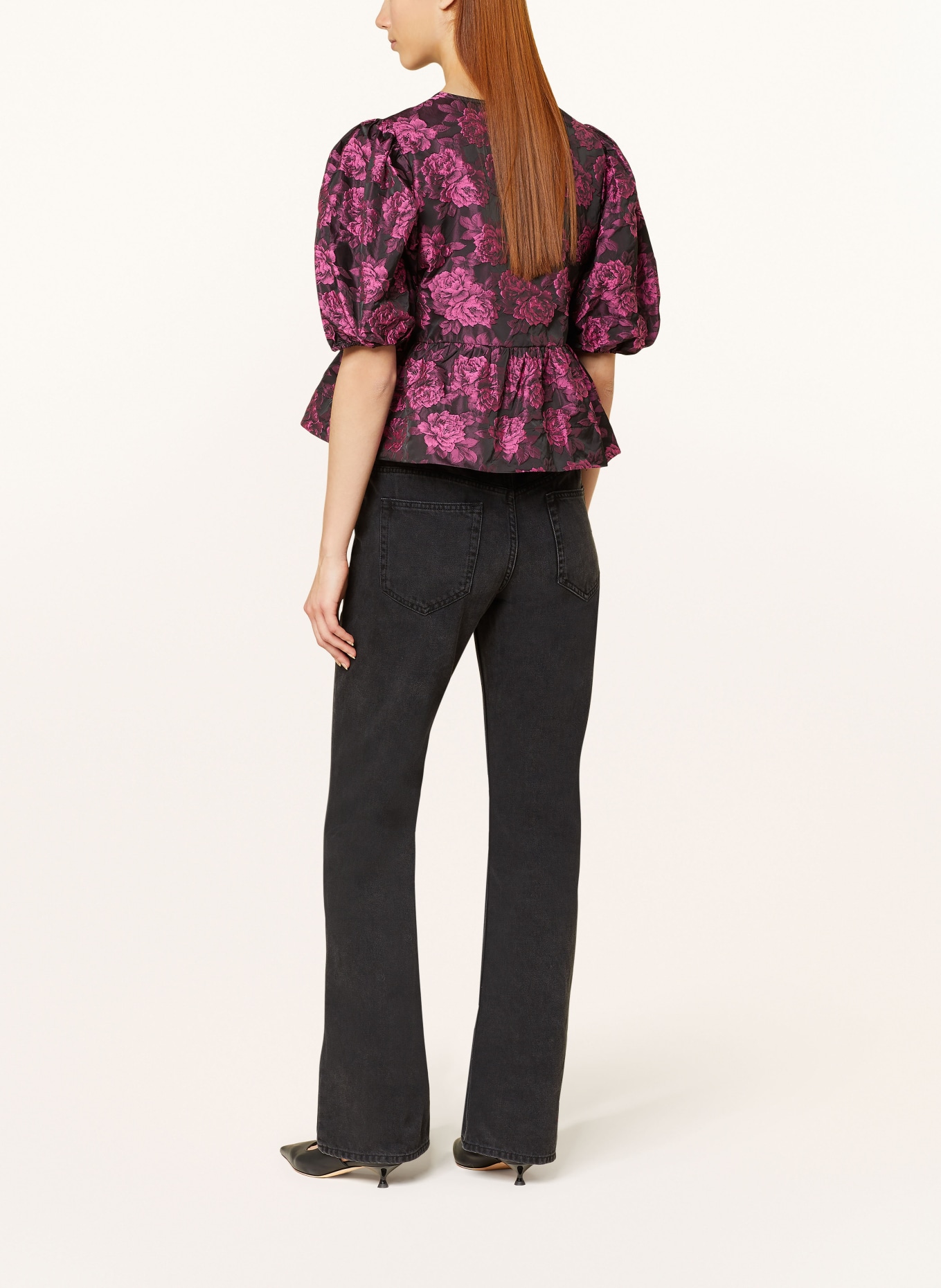 GANNI Shirt blouse in jacquard, Color: FUCHSIA/ BLACK (Image 3)