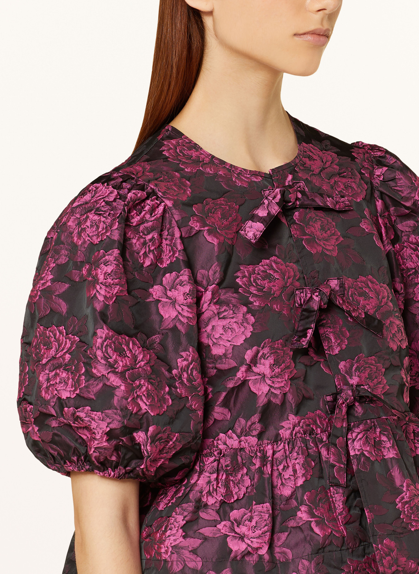 GANNI Shirt blouse in jacquard, Color: FUCHSIA/ BLACK (Image 4)