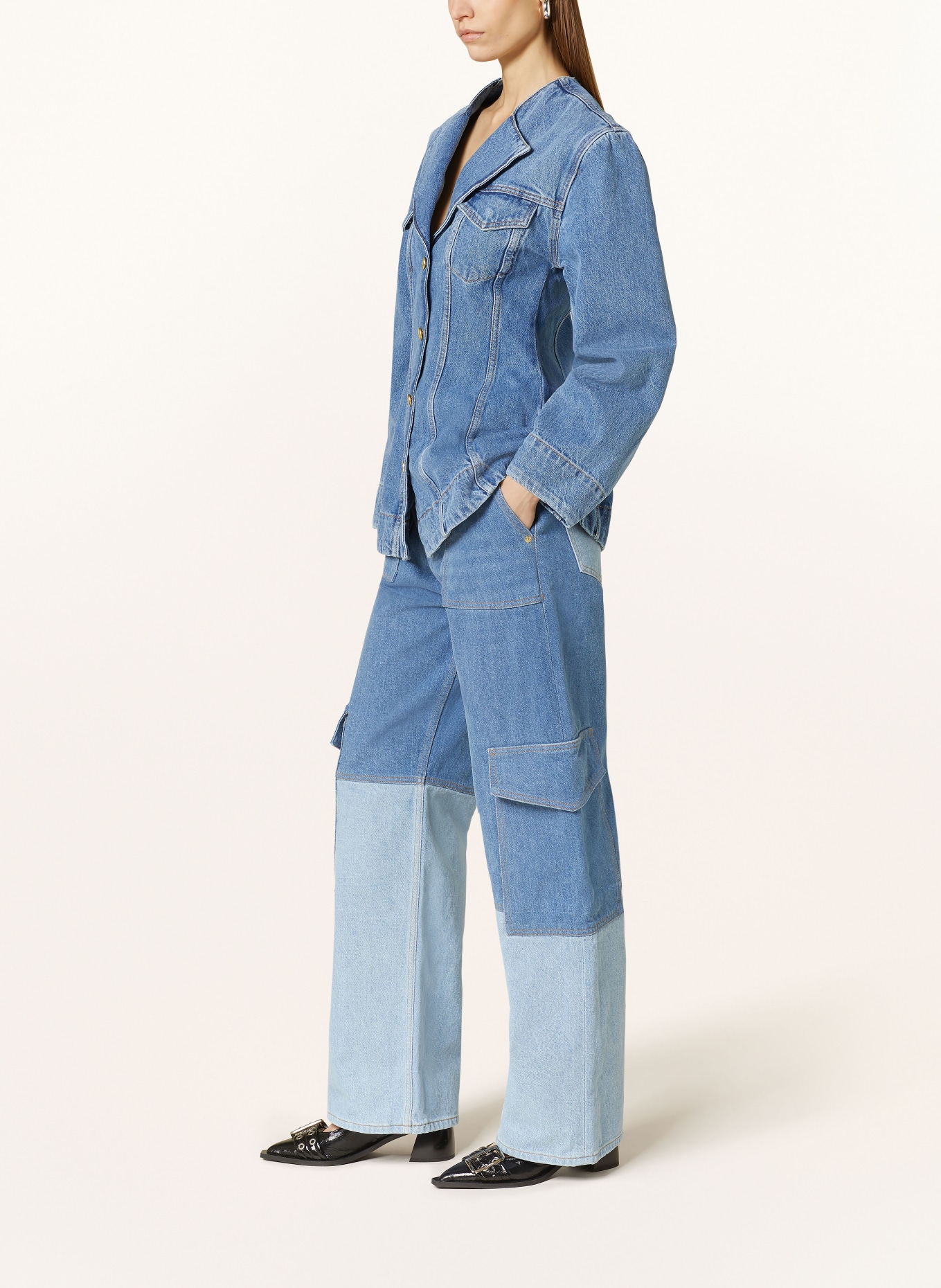 GANNI - Women - Vibrant Yellow Print Baggy Cargo Jeans