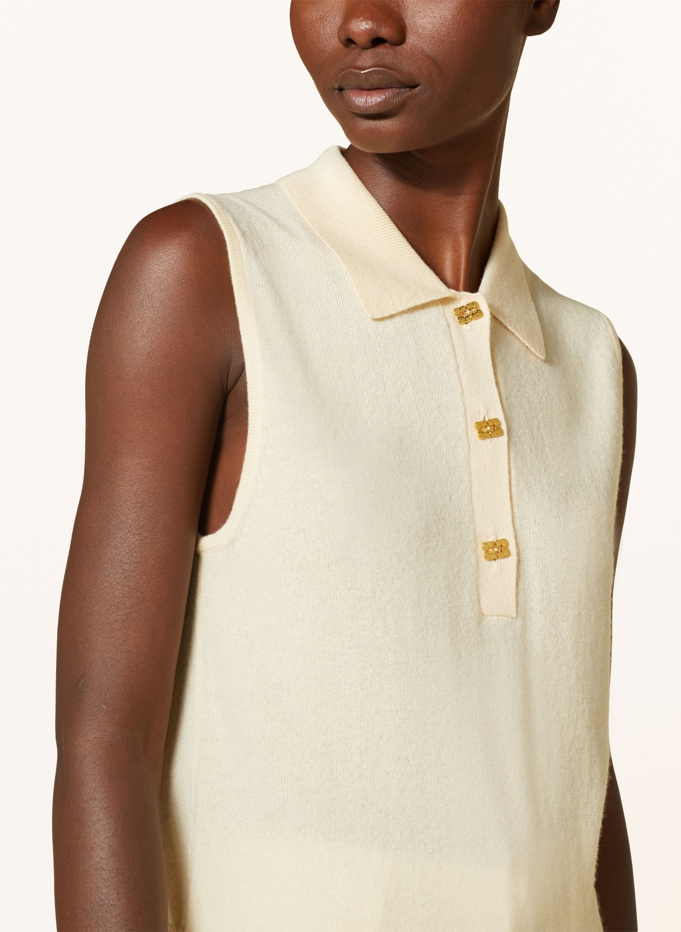 GANNI Strick-Poloshirt mit Cashmere, Farbe: HELLGELB (Bild 4)