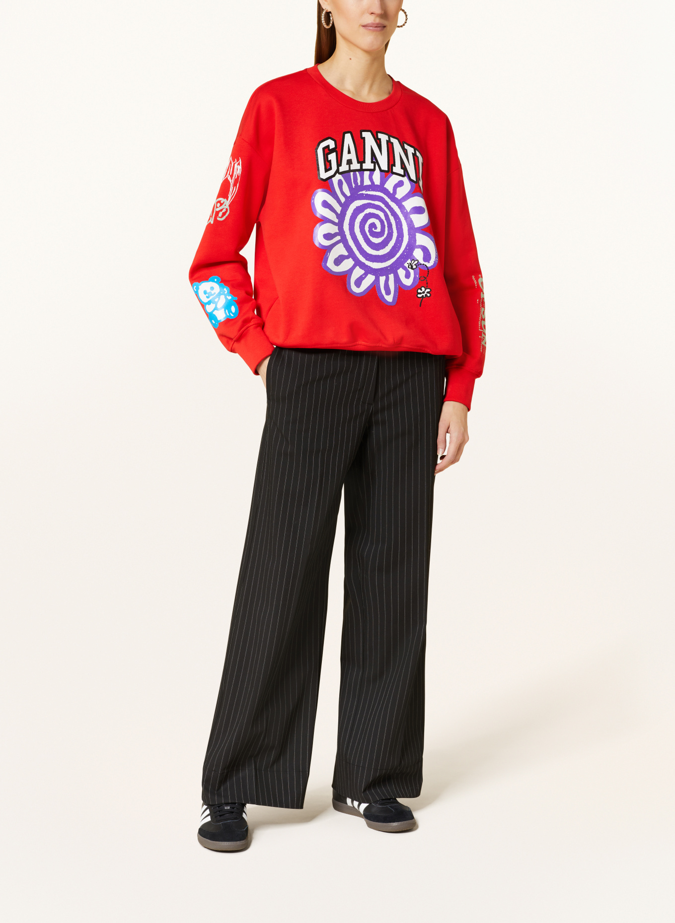 GANNI Oversized-Sweatshirt ISOLI, Farbe: ROT/ WEISS (Bild 2)